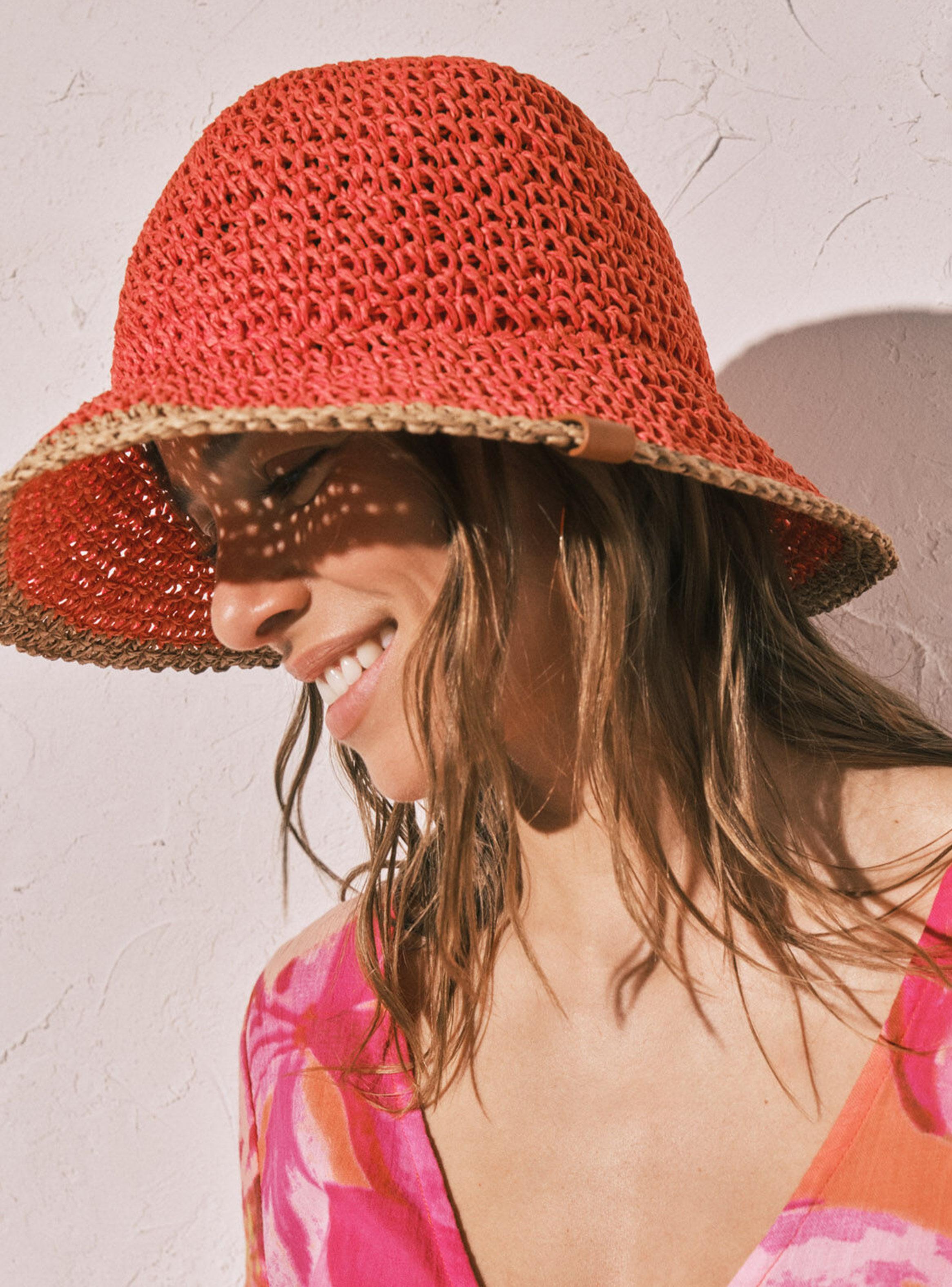 Sombrero Bucket Rafia Bicolor-1