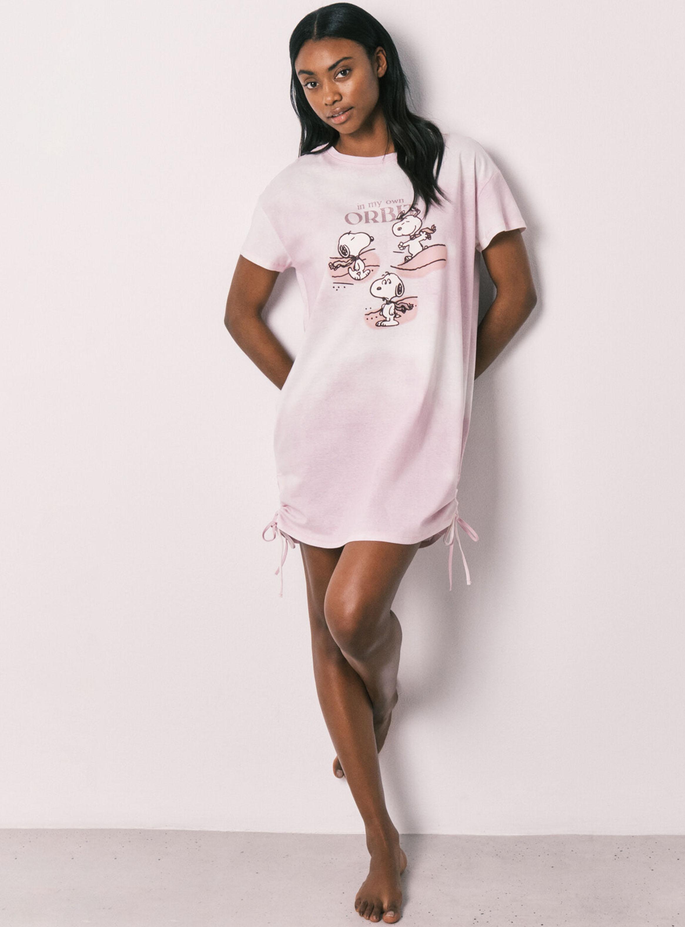 Camisón Corto Rosa Algodón Snoopy-4