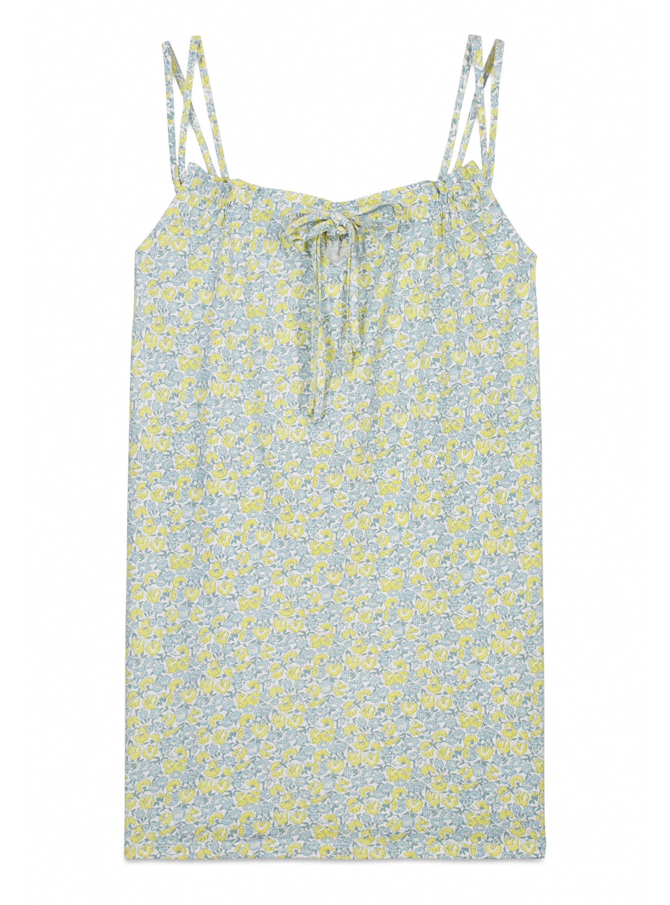 Camisón Corto Algodón Flores Amarillo-5