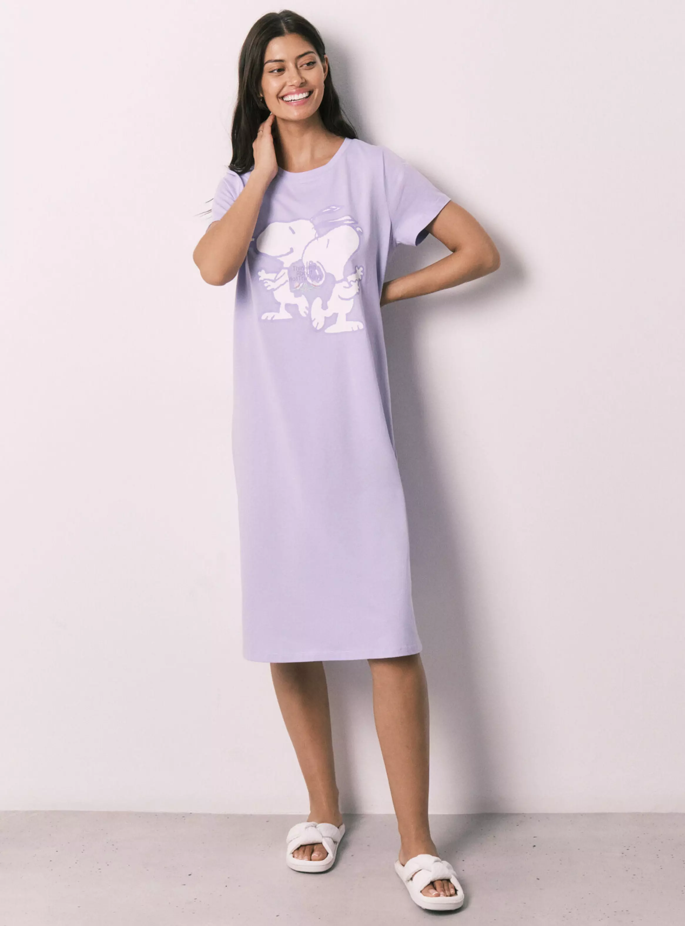Camisón Algodón Snoopy Lila-4