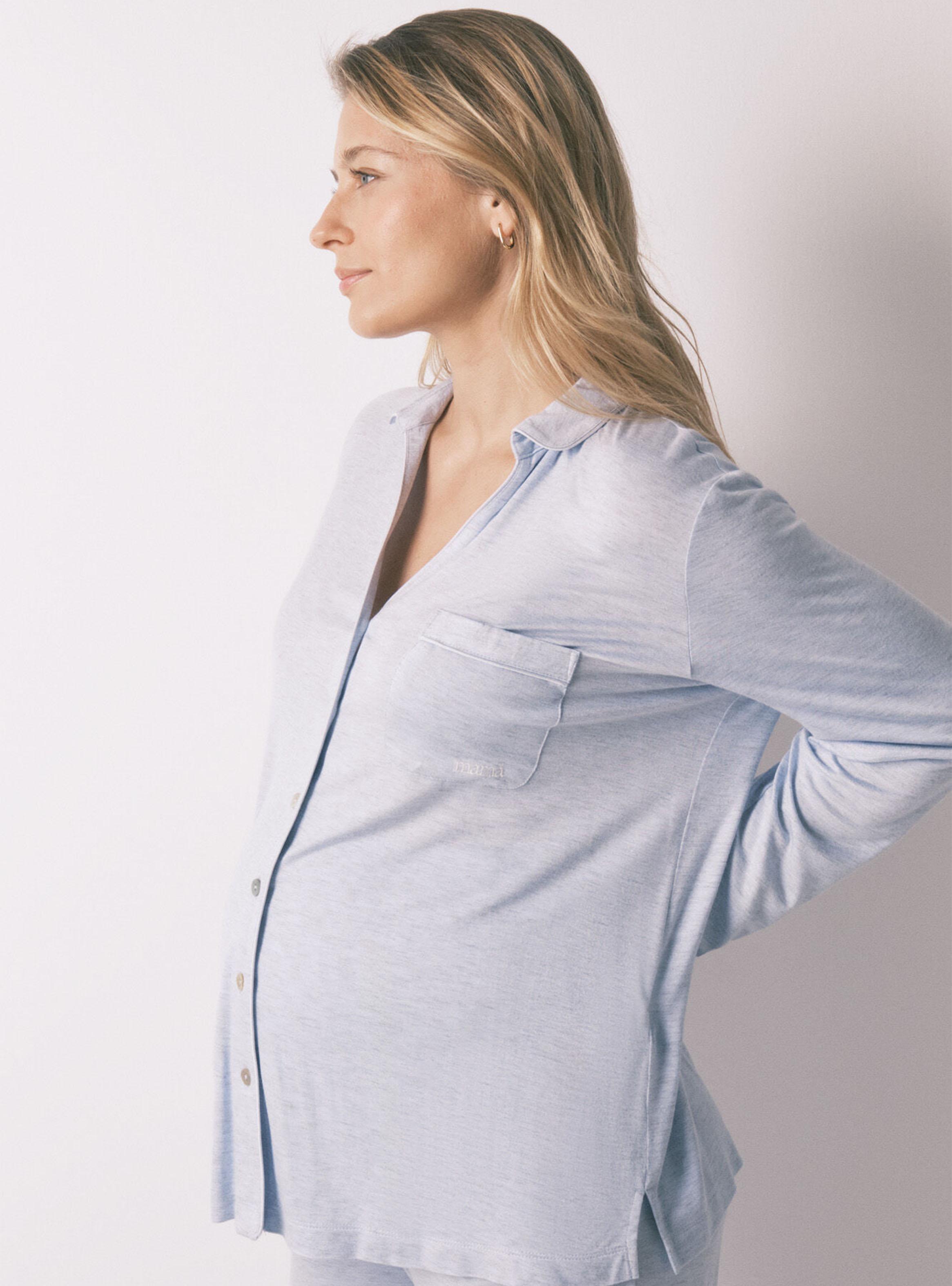 Pijama Camisero Largo Maternity Super Soft Azul-2