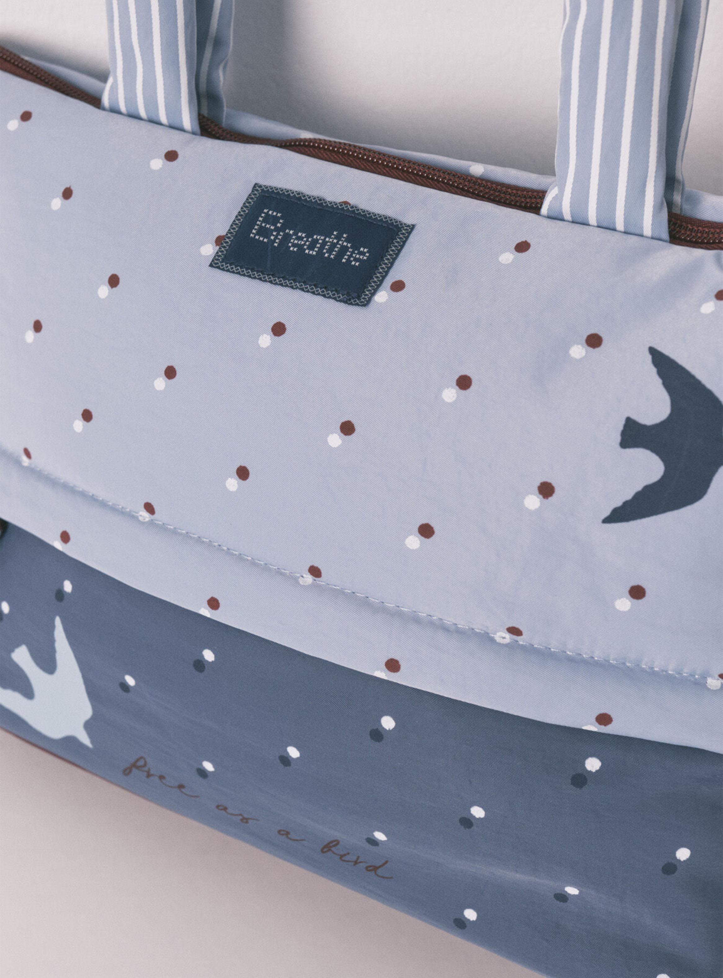 Neceser Grande Azul Estampado Pájaros-4