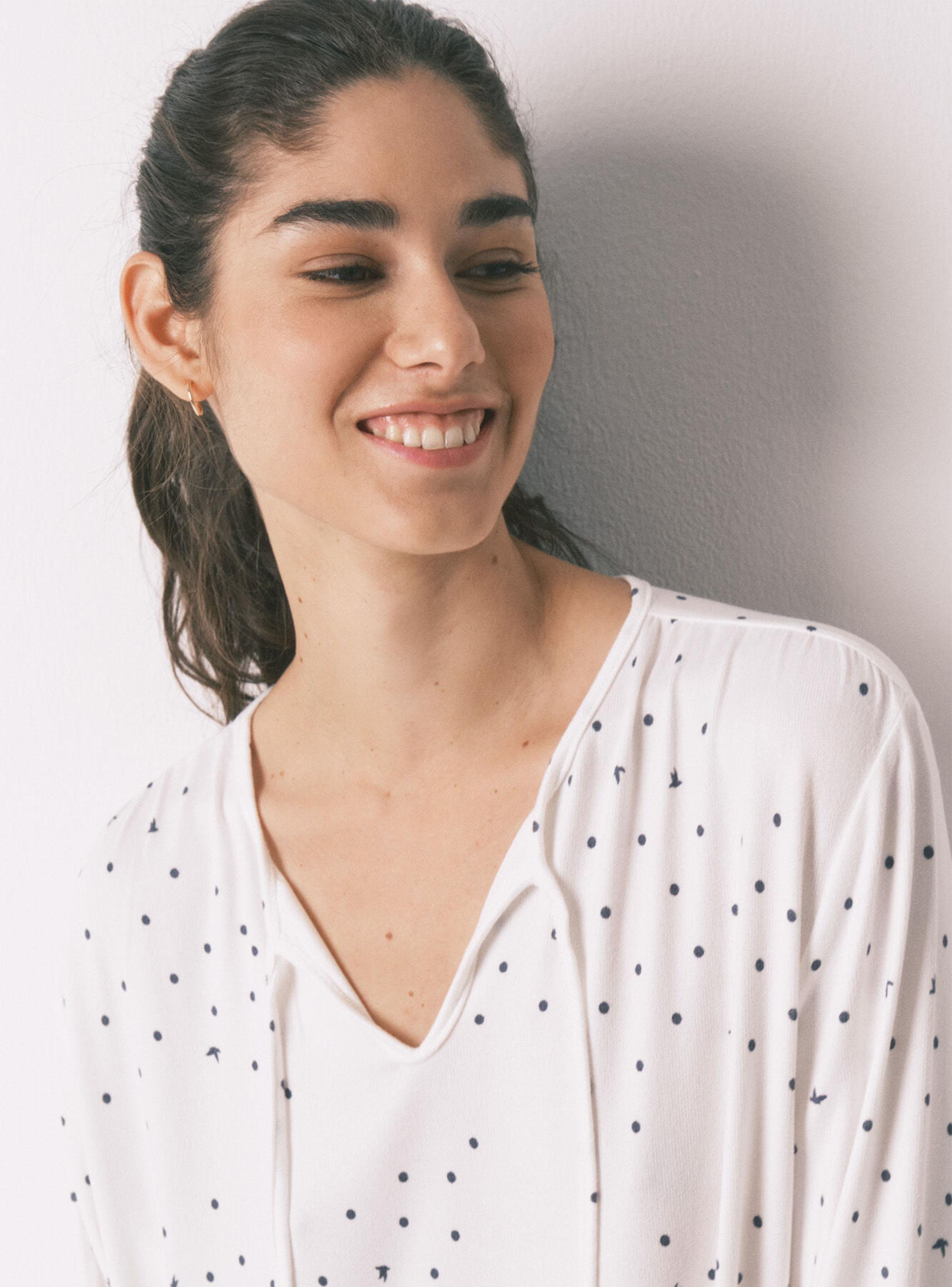 Camisón Midi Blanco Estampado Pájaros-2