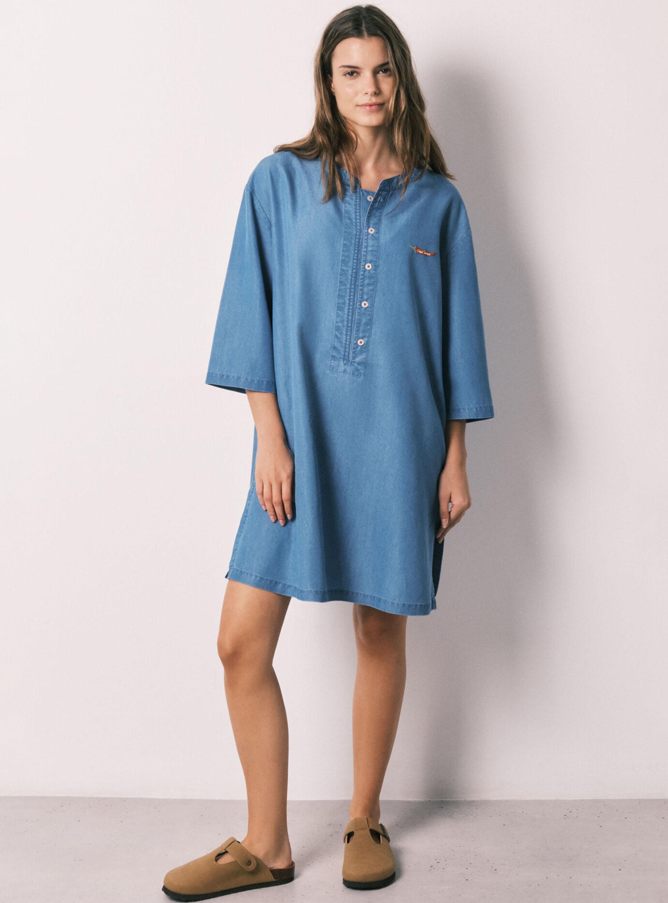 Camisola Corta Denim Ligero Azul-5