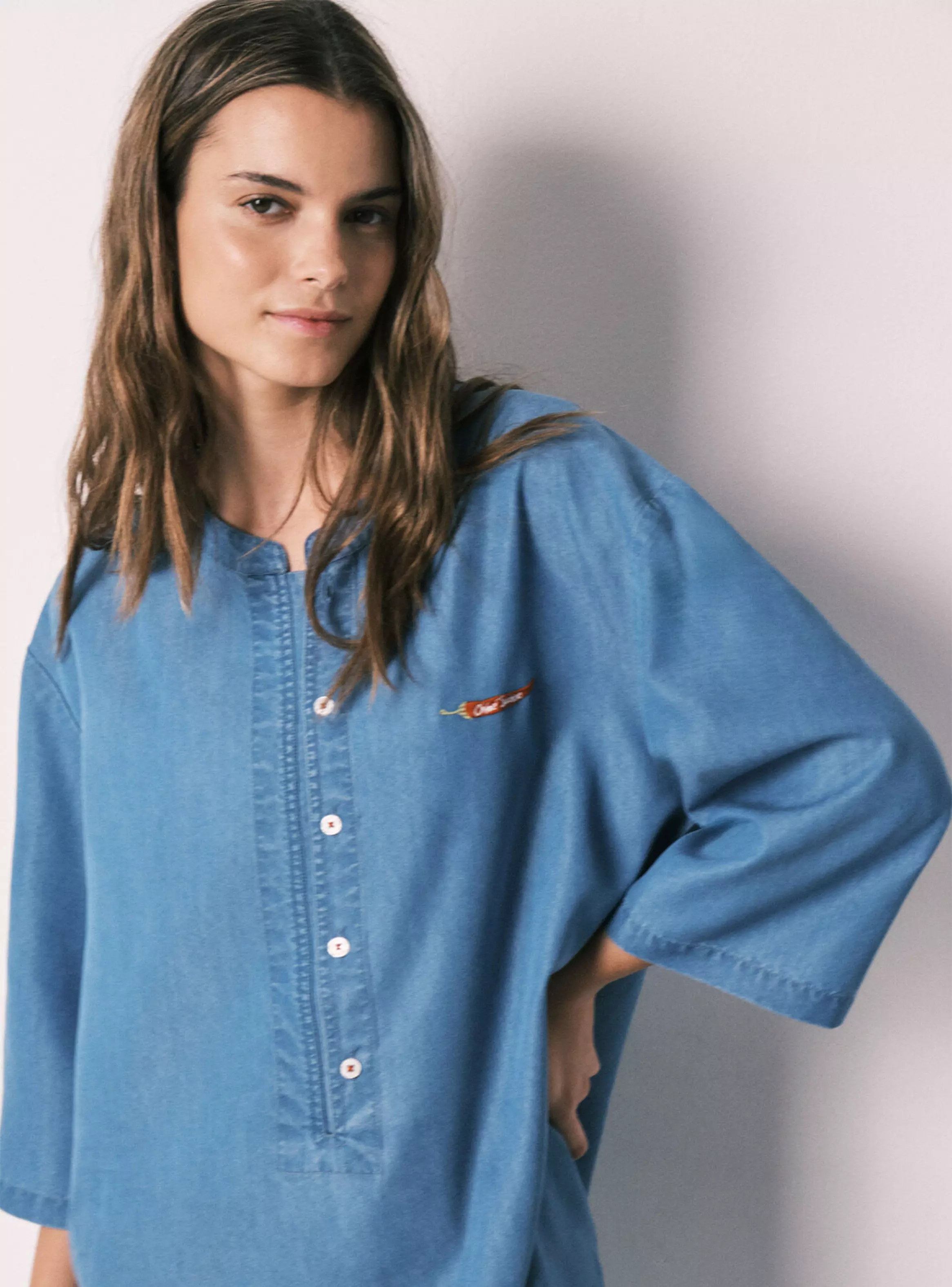 Camisola Corta Denim Ligero Azul-3