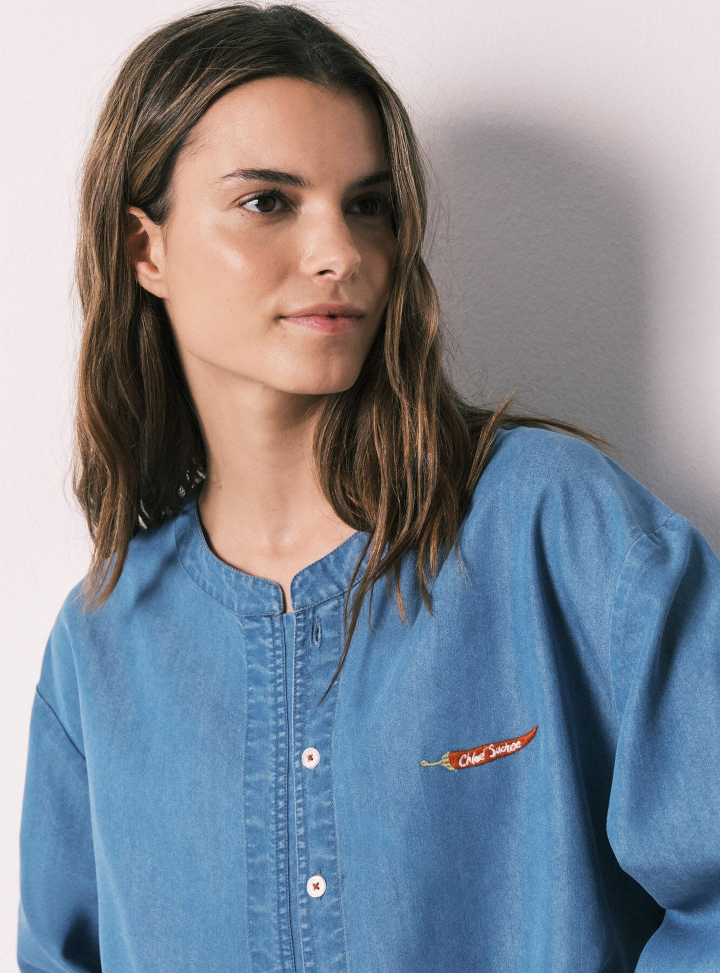 Camisola Corta Denim Ligero Azul-4