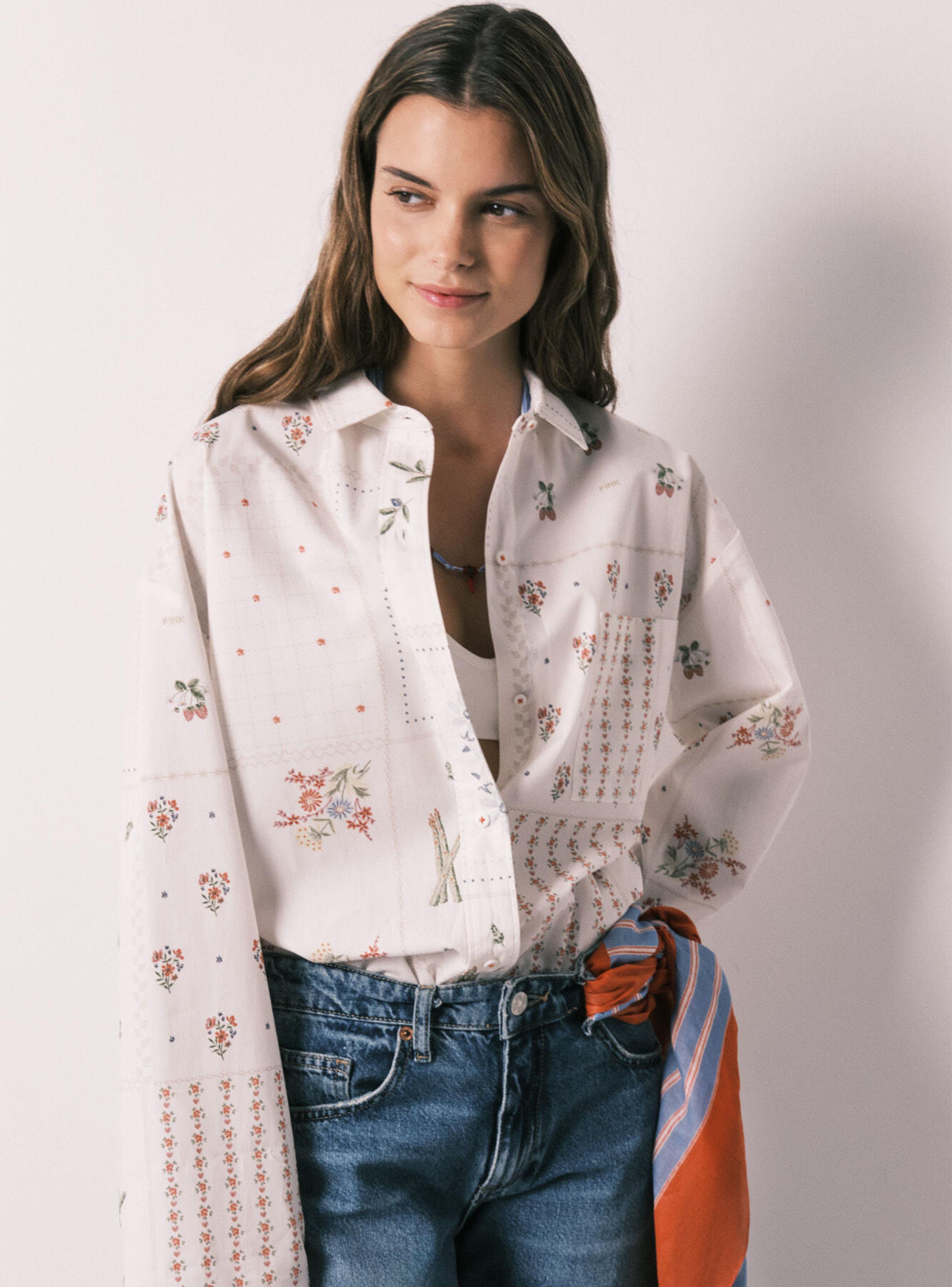 Camisa Manga Larga Popelín Estampado Floral-3