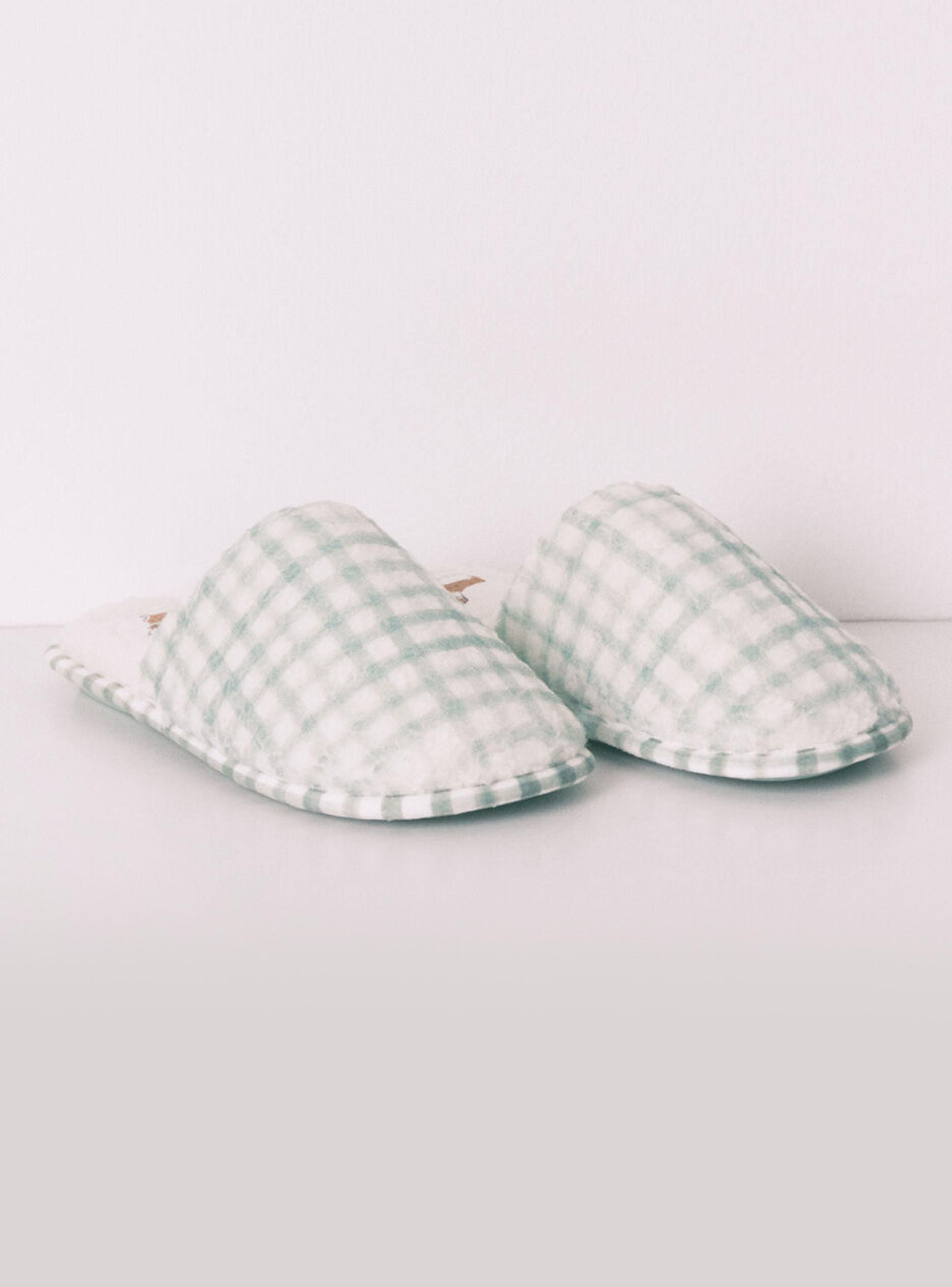 Pantuflas a Cuadros de Corderito Verdes-2
