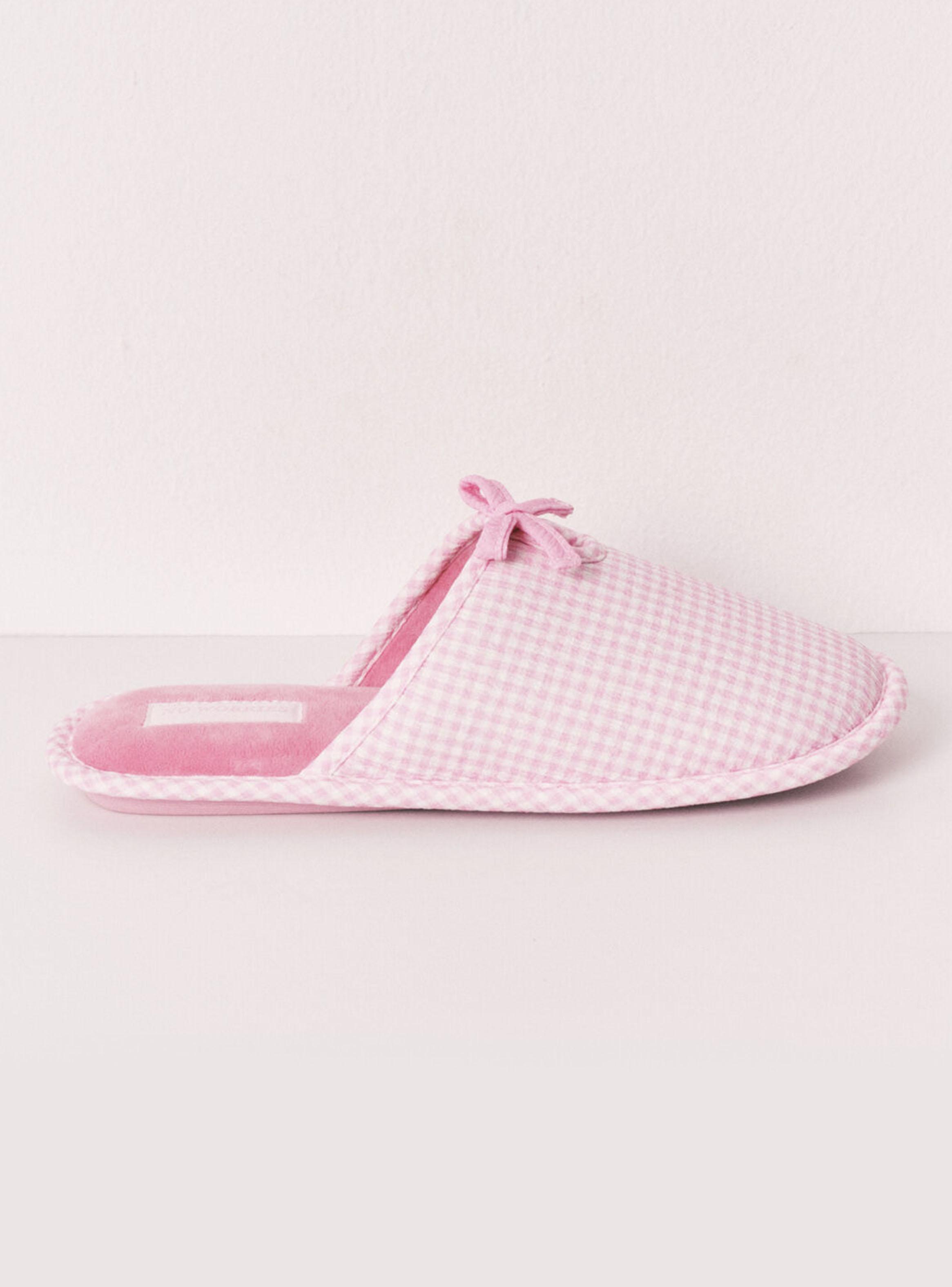 Pantufla Casa Rosa Cuadros Vichy Lazo-2