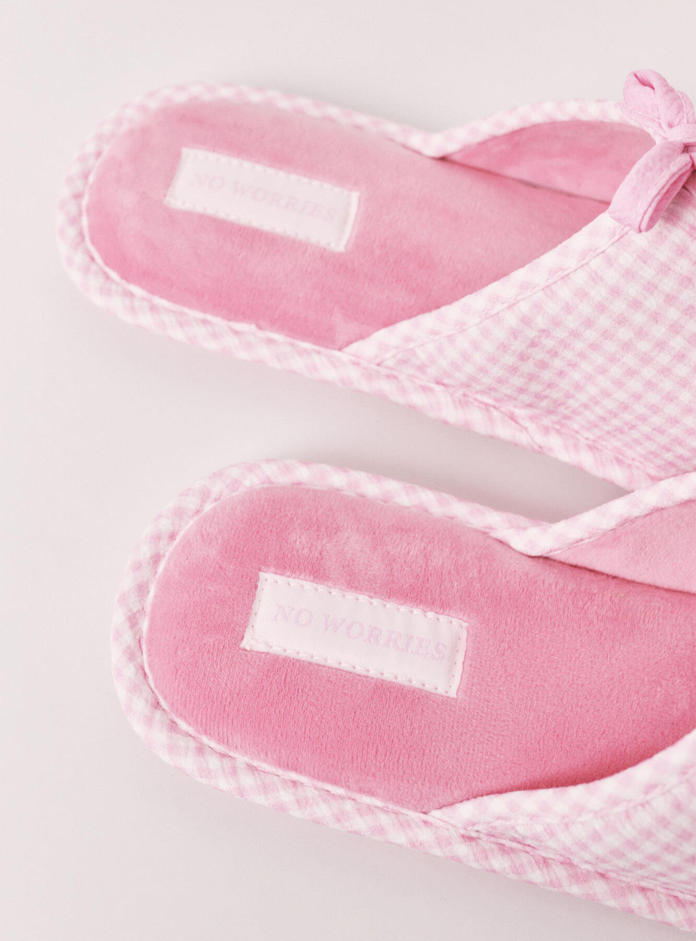 Pantufla Casa Rosa Cuadros Vichy Lazo-4