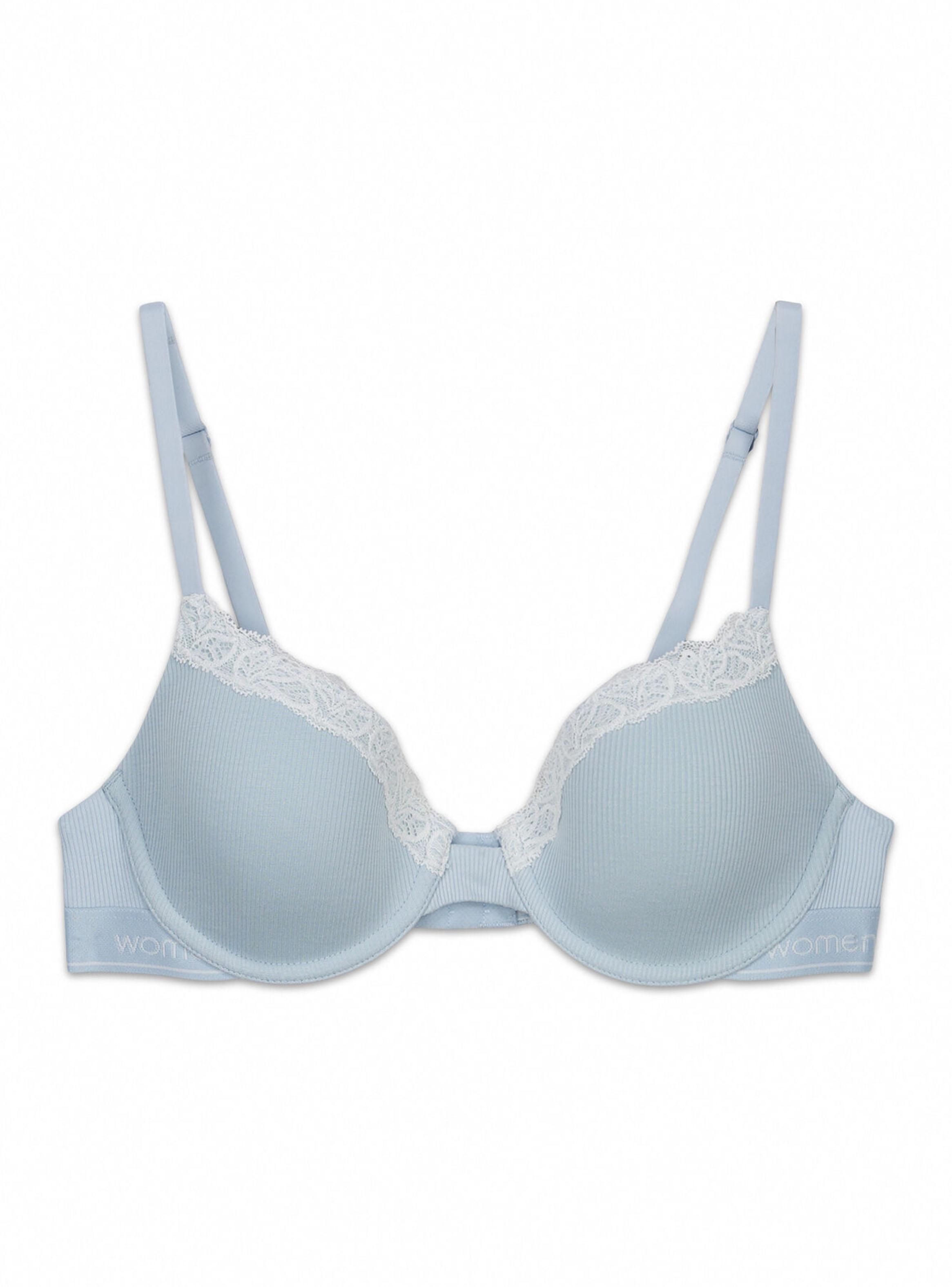 Sostén Clásico Algodón Canalé Azul Beautiful-6