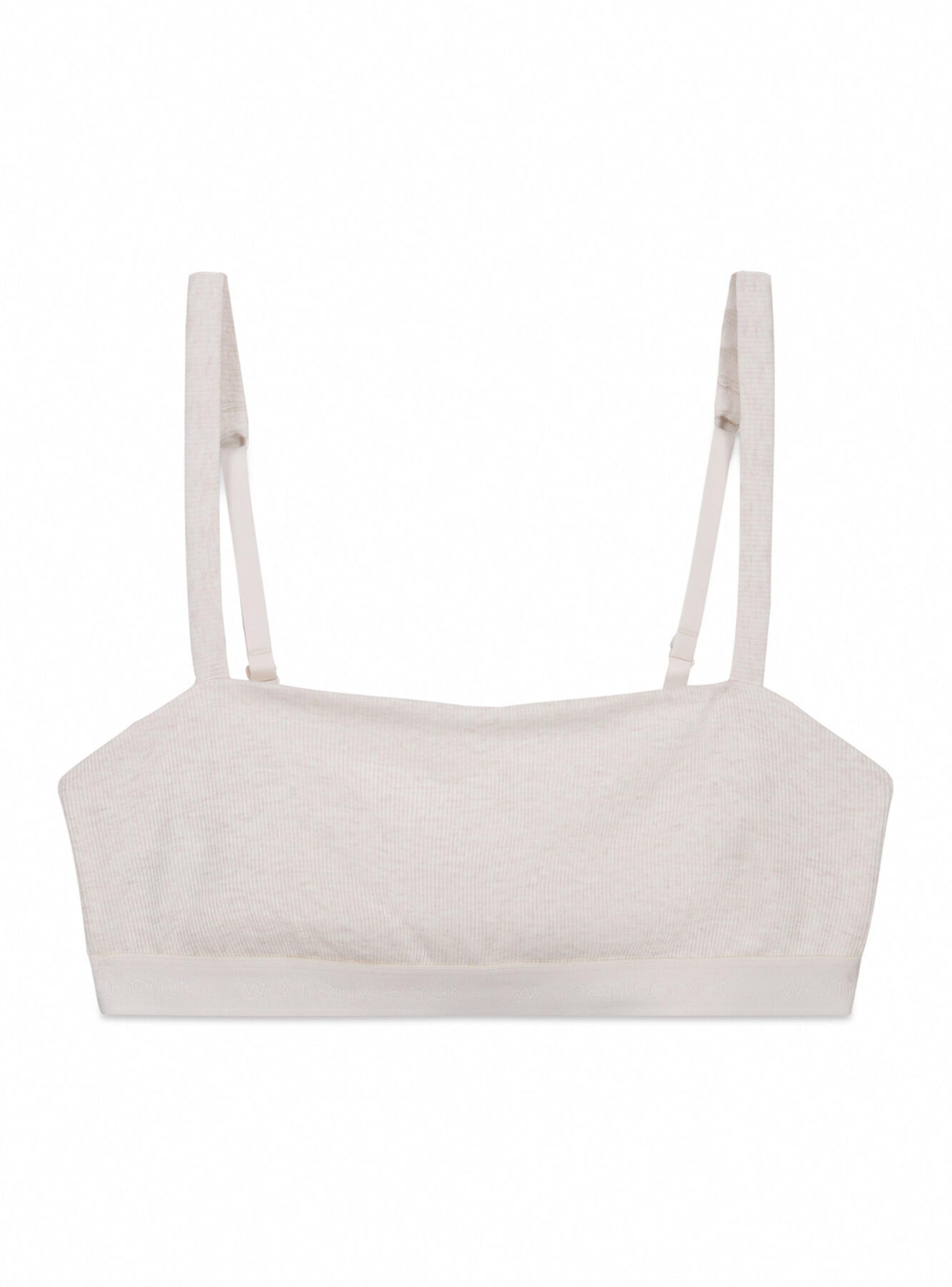 Sostén Top Algodón Canalé Beige-7