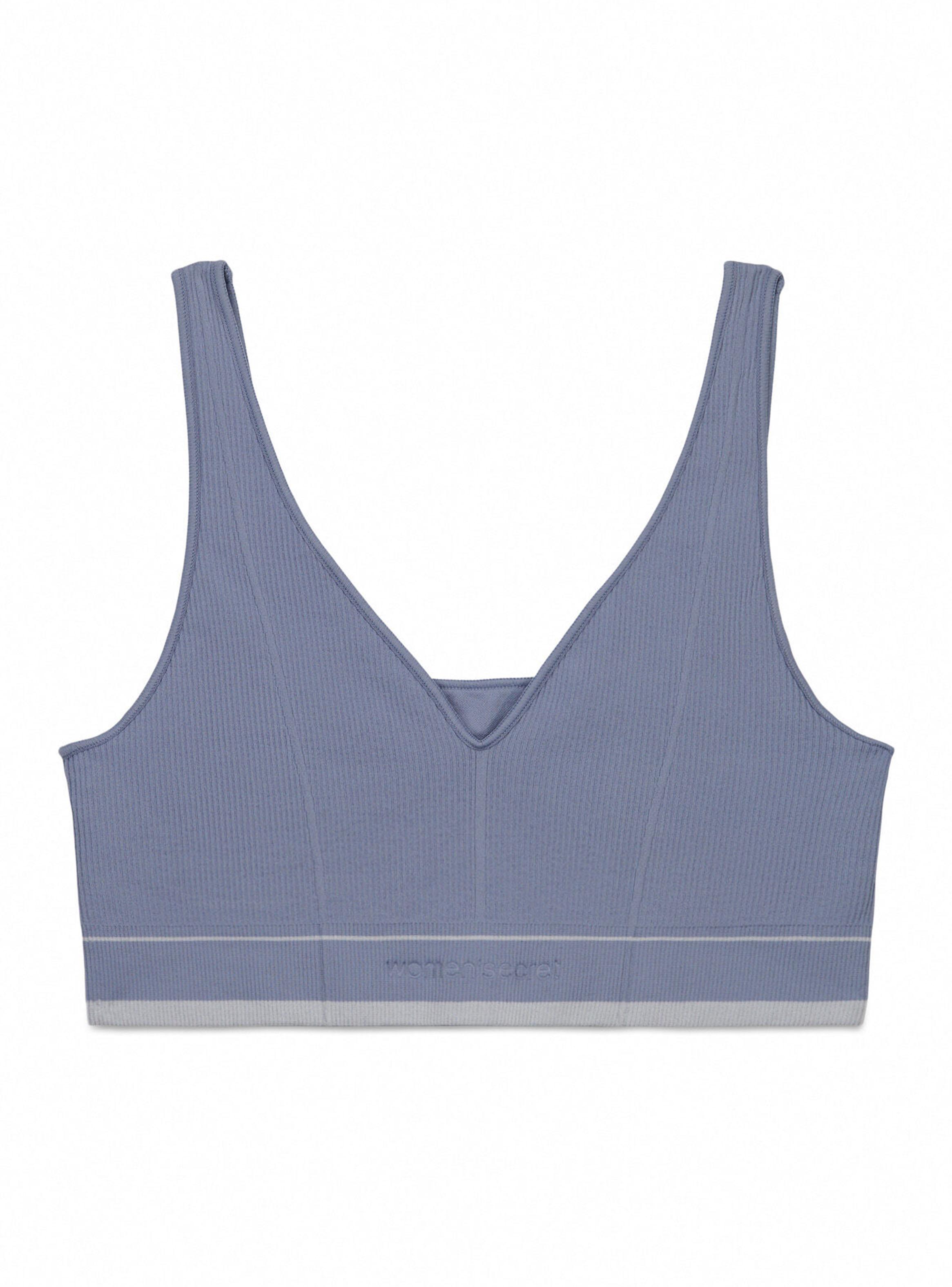 Top Lovely Triangular sin Costuras Azul-4