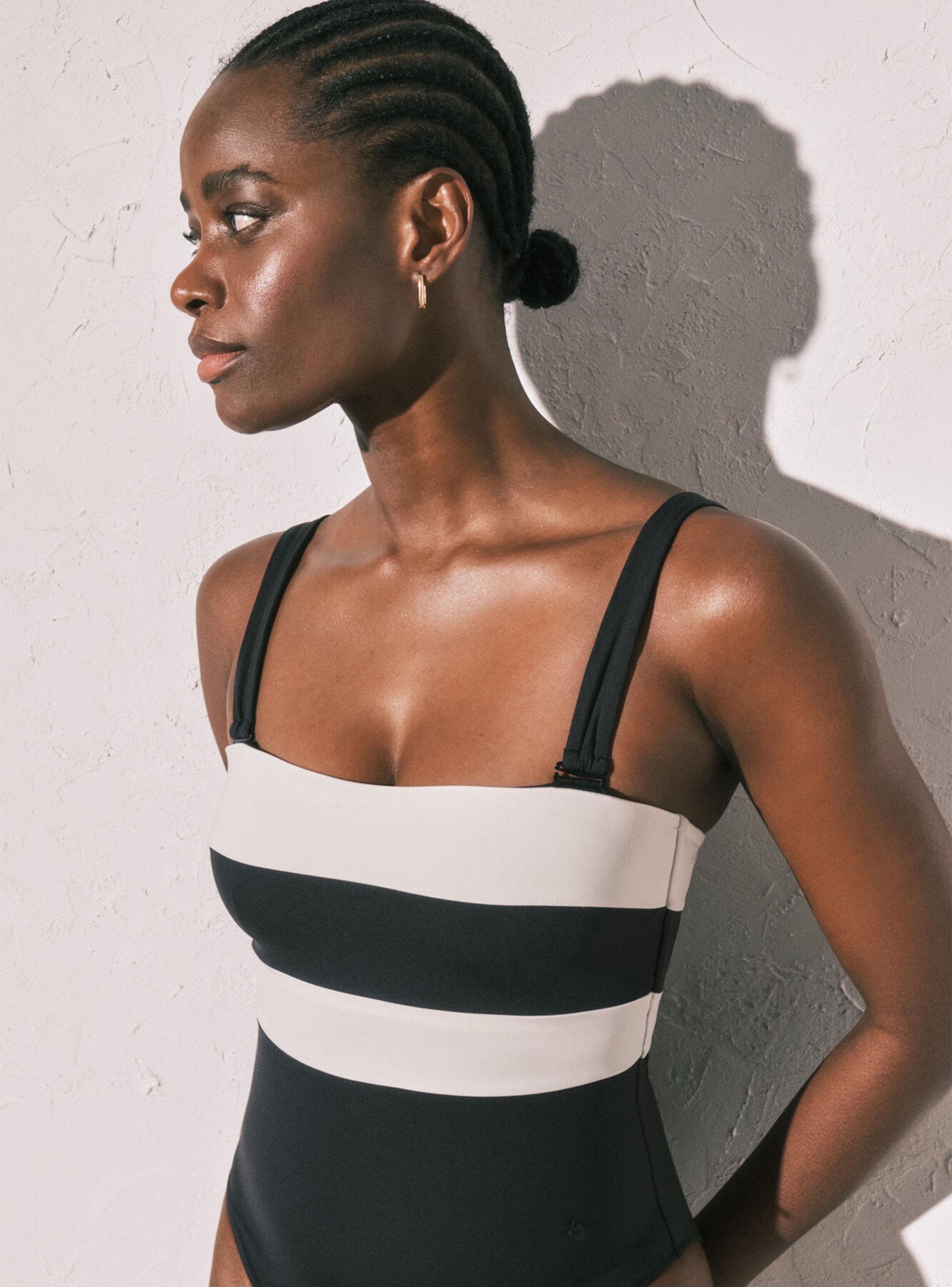Bañador Bandeau Moldeador Color Block B&W-2