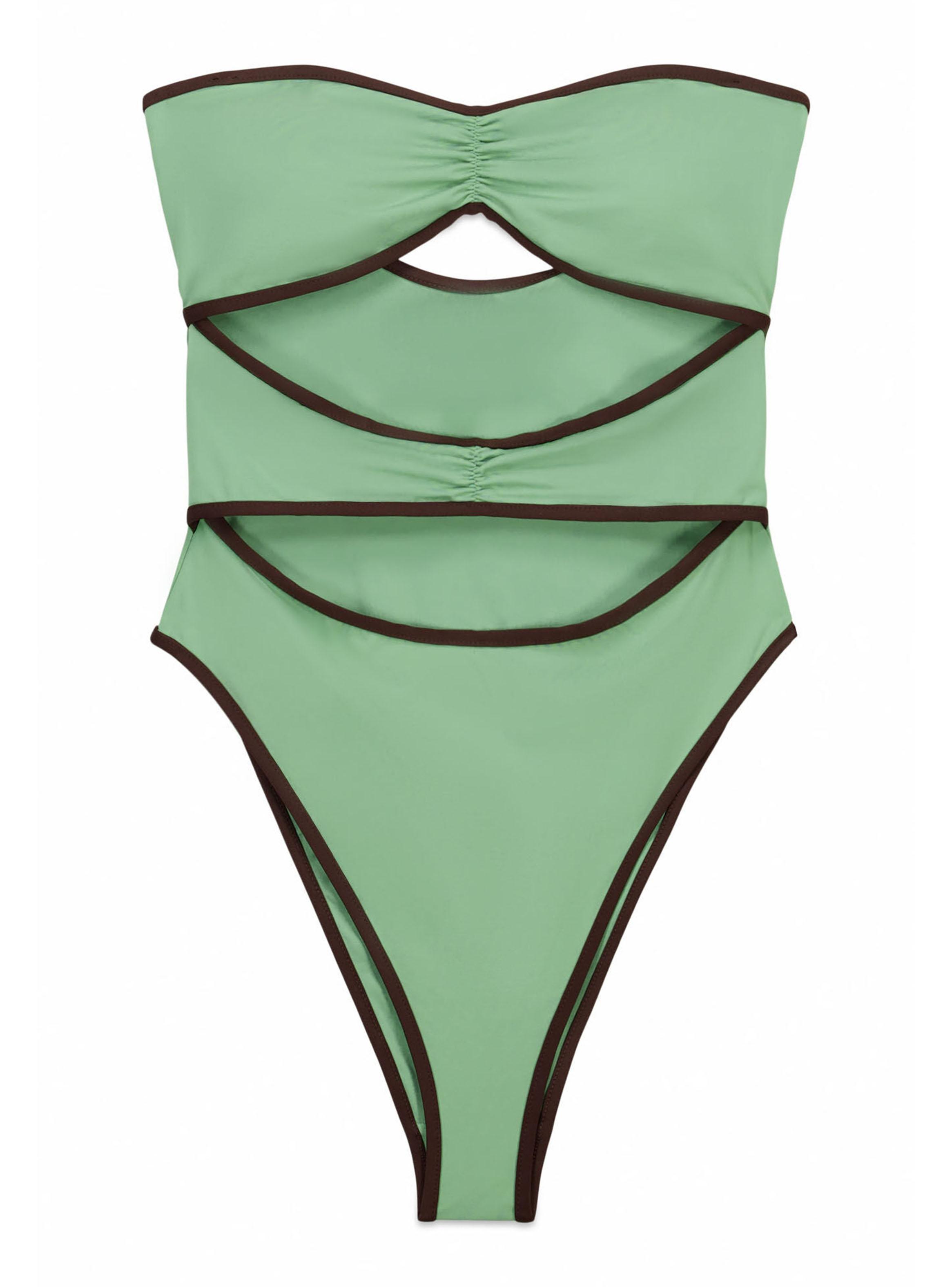 Bañador Bandeau Aberturas Frontales Verde-8