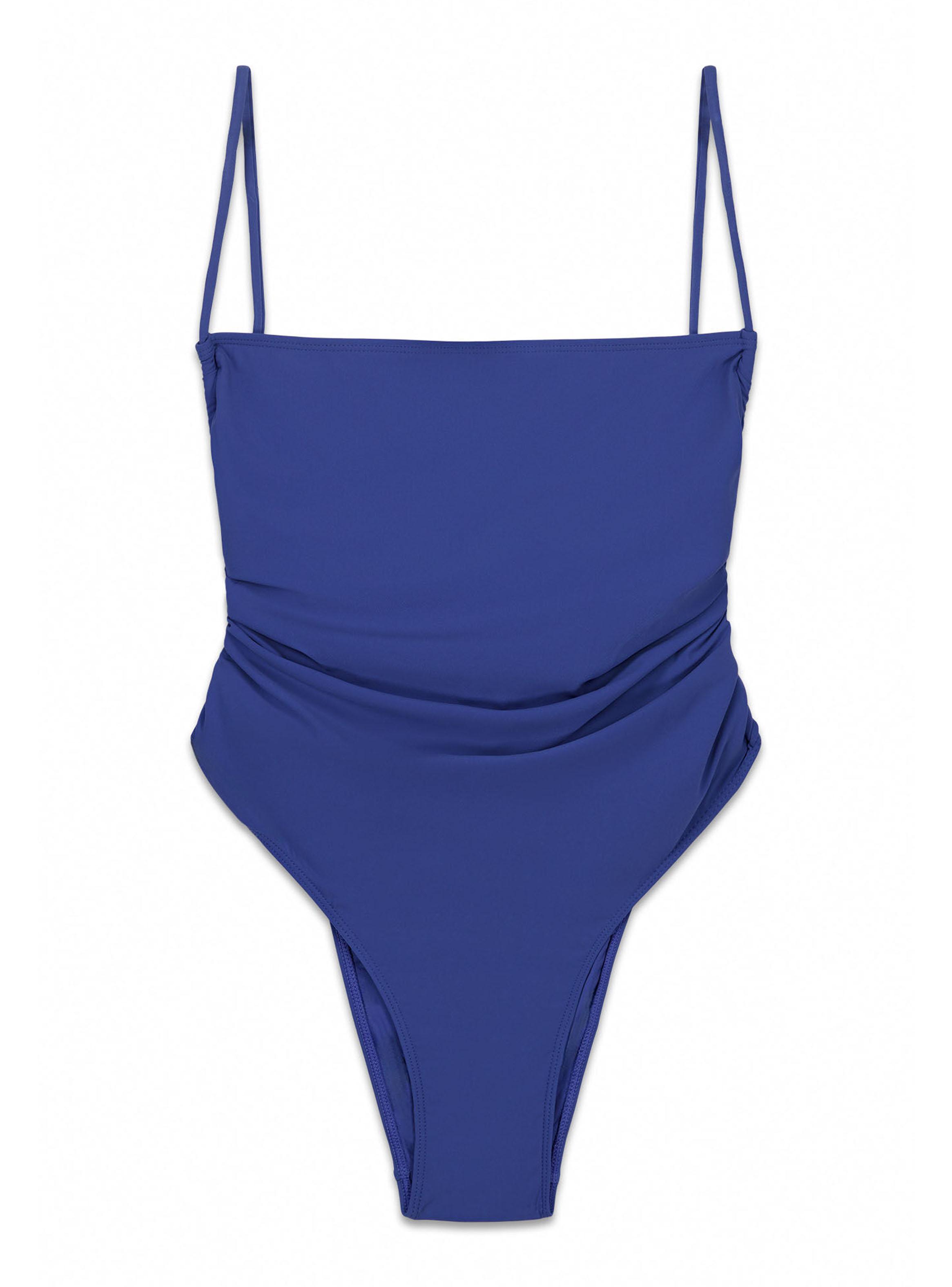 Bañador Frunce Lateral Azul-7