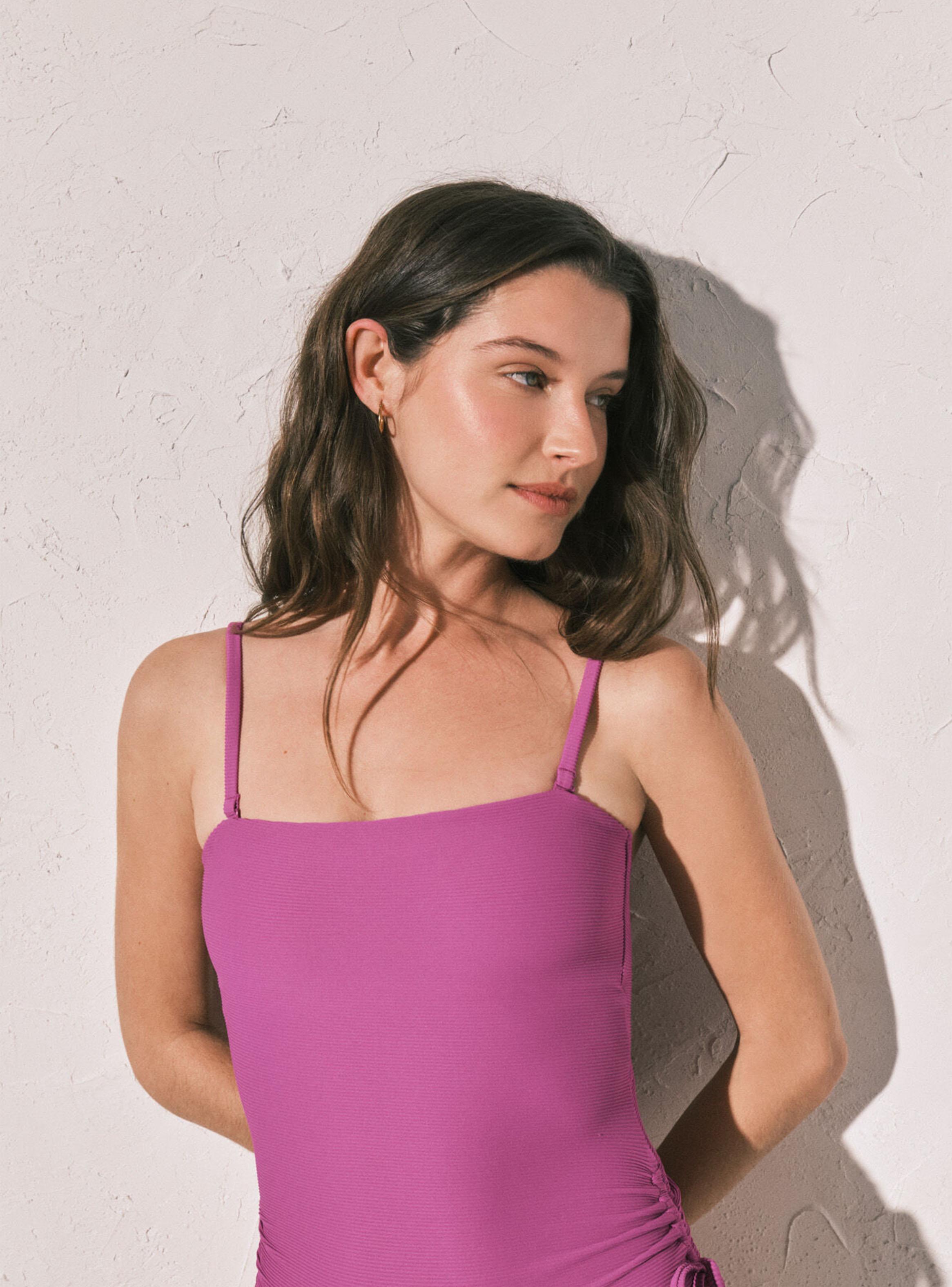 Bañador Bandeau de Canalé en Color Morado-3