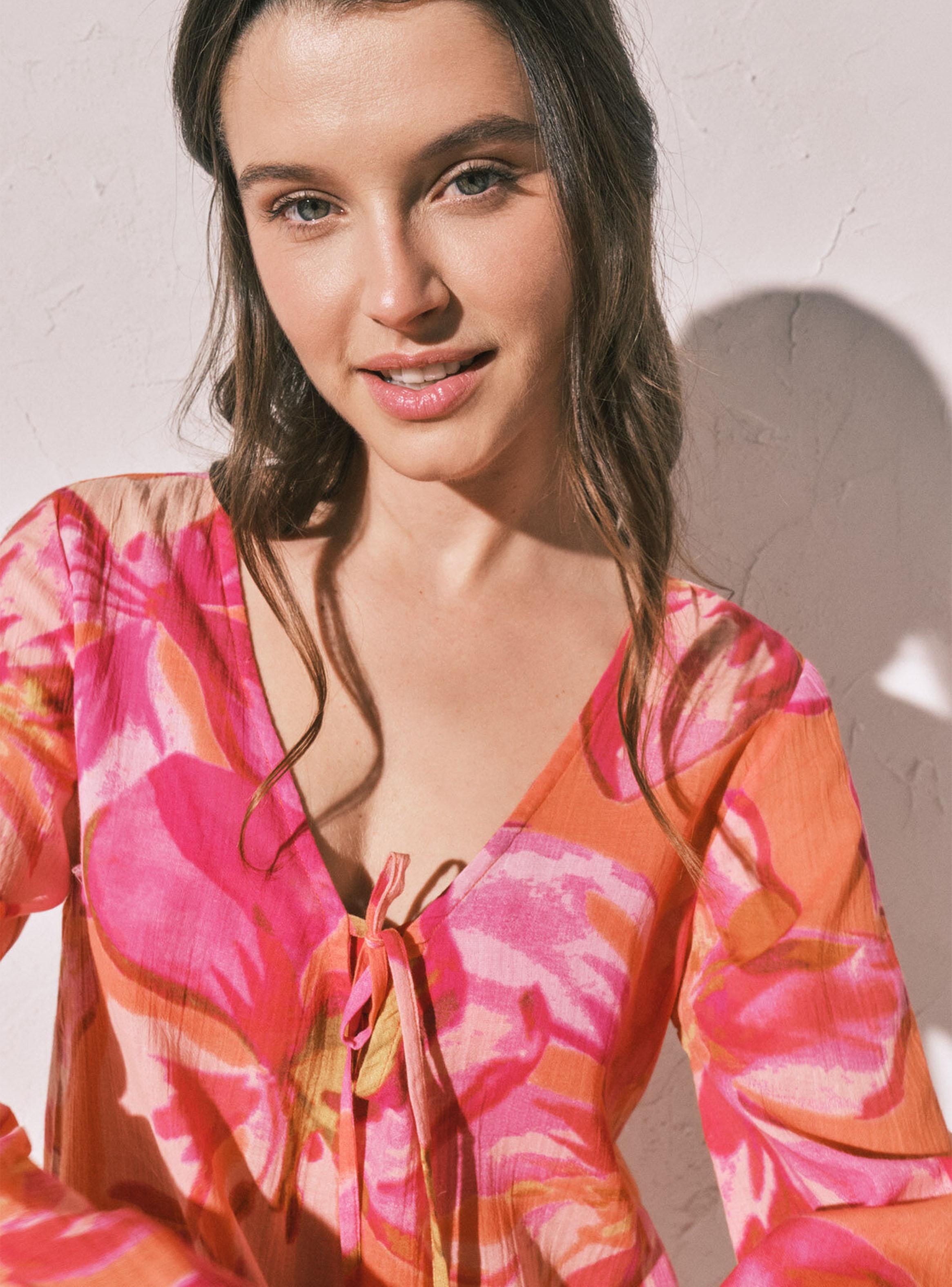 Vestido Tipo Túnica Corta Estampado Maxi Floral-2