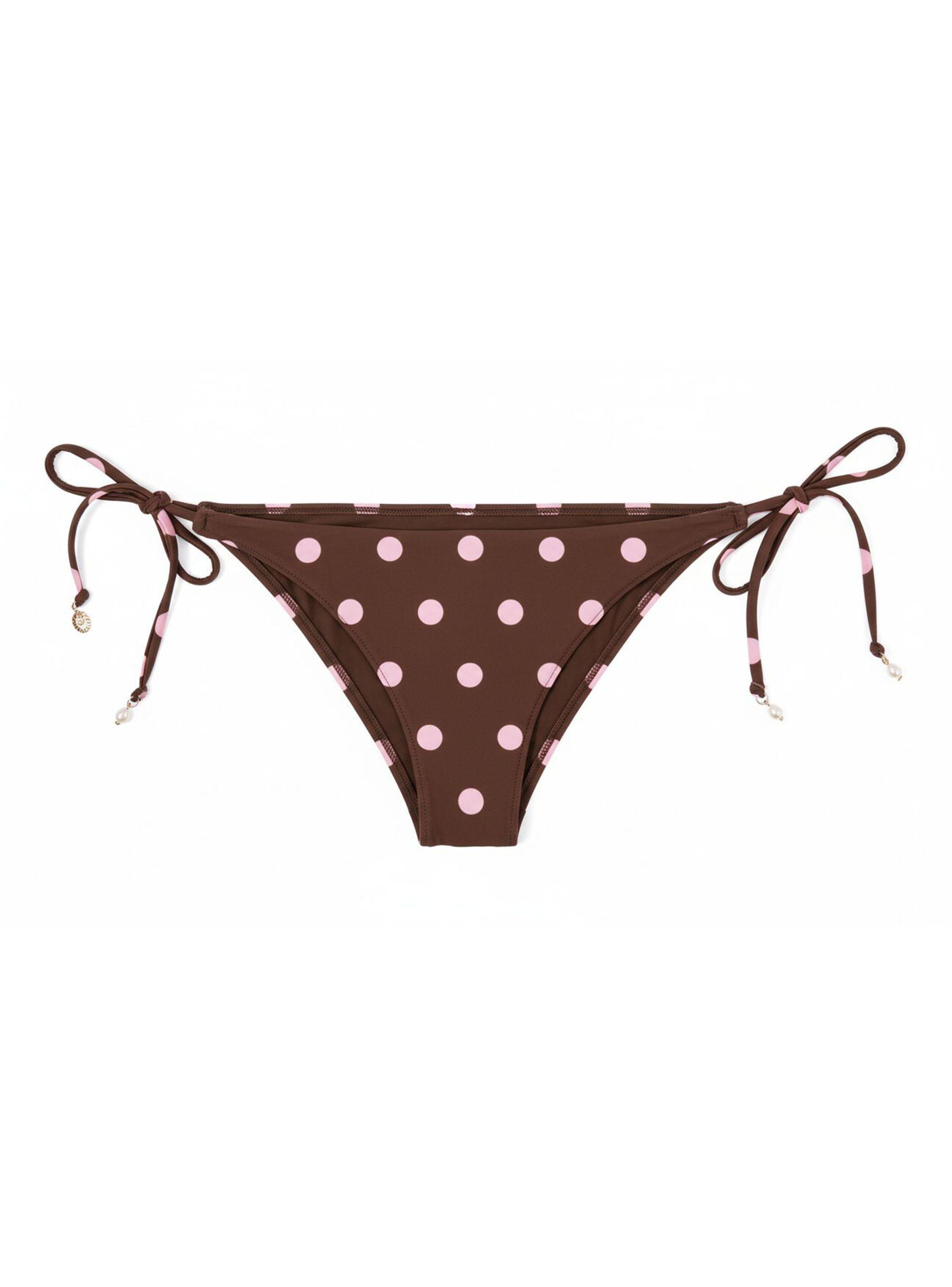Calzón Bikini Media Tira Estampado Lunares Café-5