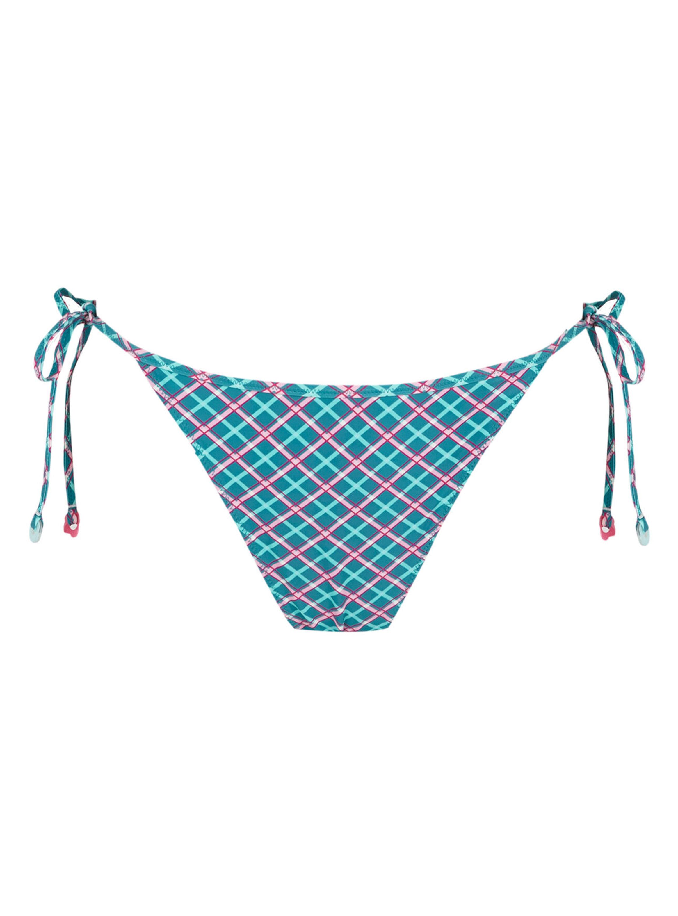 Calzón Bikini Brasileña Efecto U Cuadros Verde-5