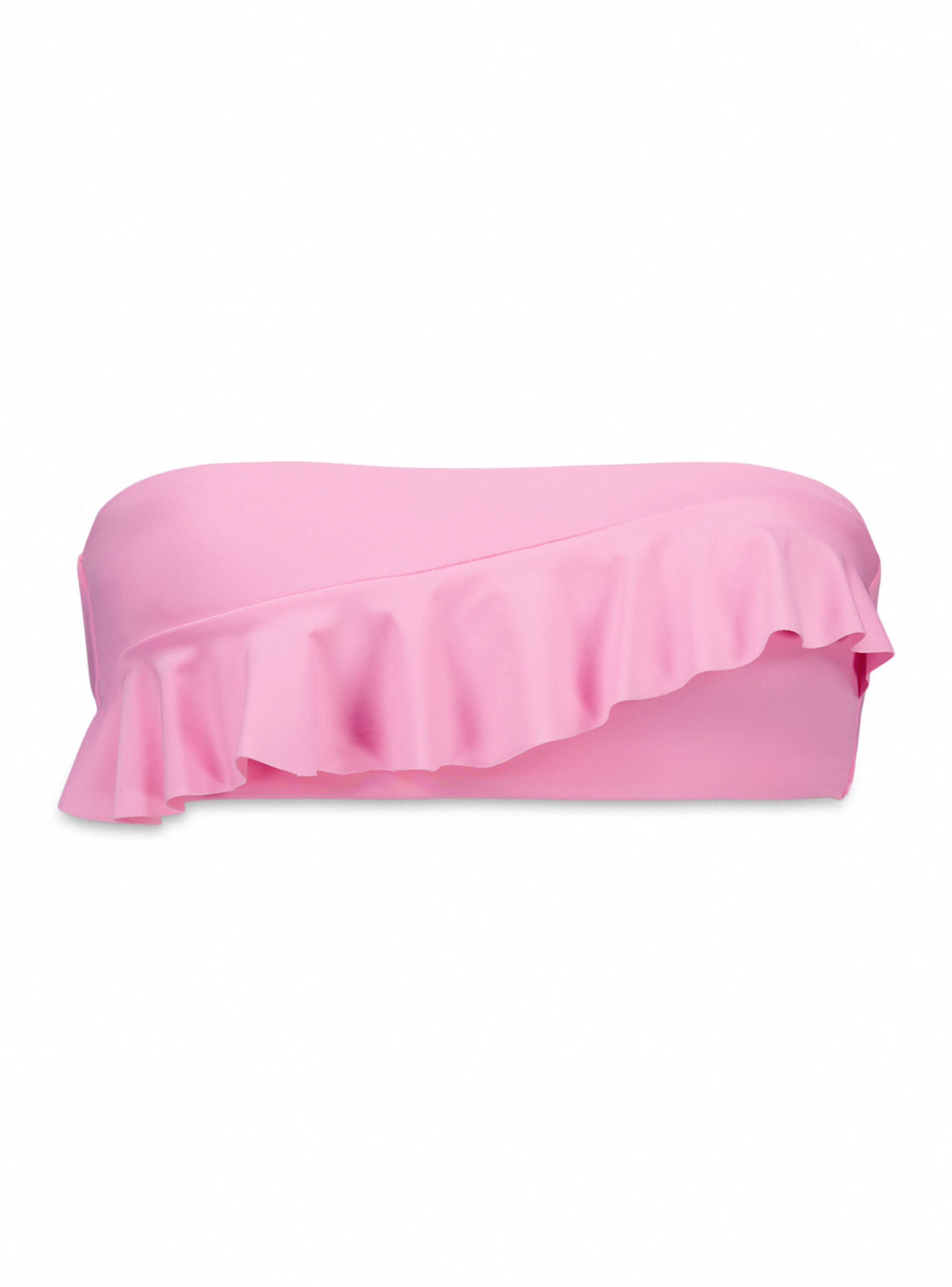 Top Bikini Bandeau Relleno Volantes Rosa-6