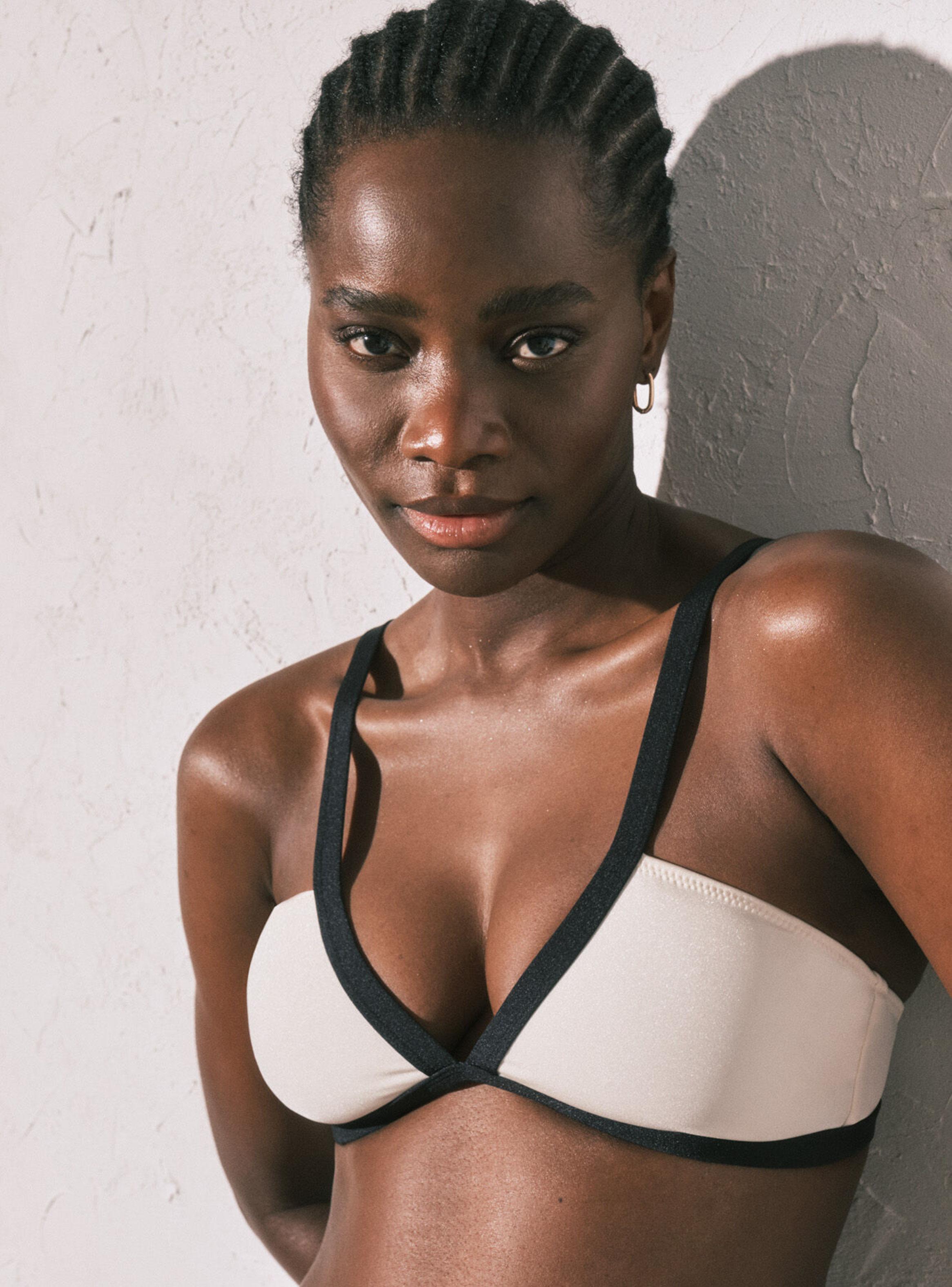 Top Bikini Triangular Blanco Semi Brillante-2