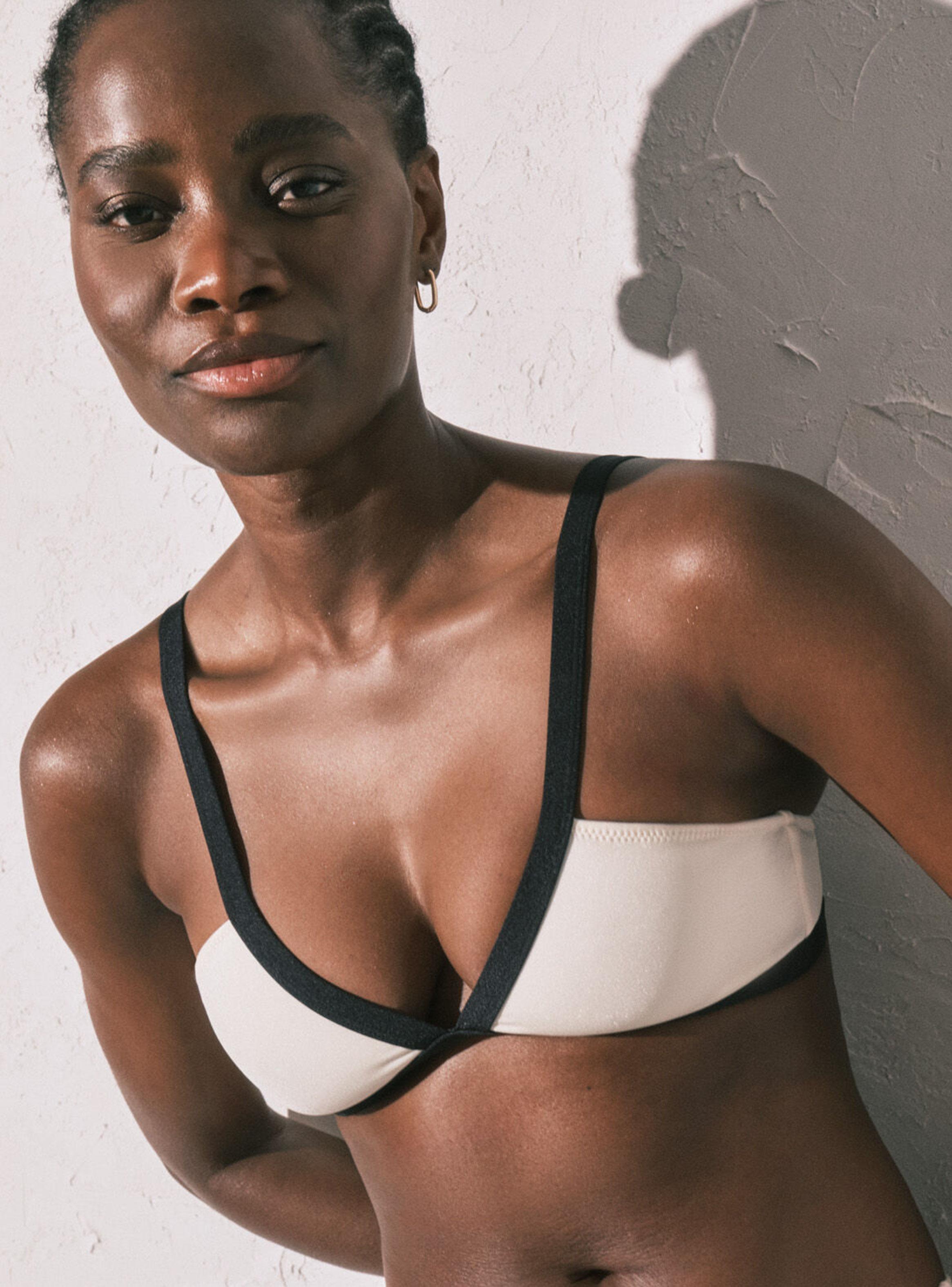 Top Bikini Triangular Blanco Semi Brillante-3