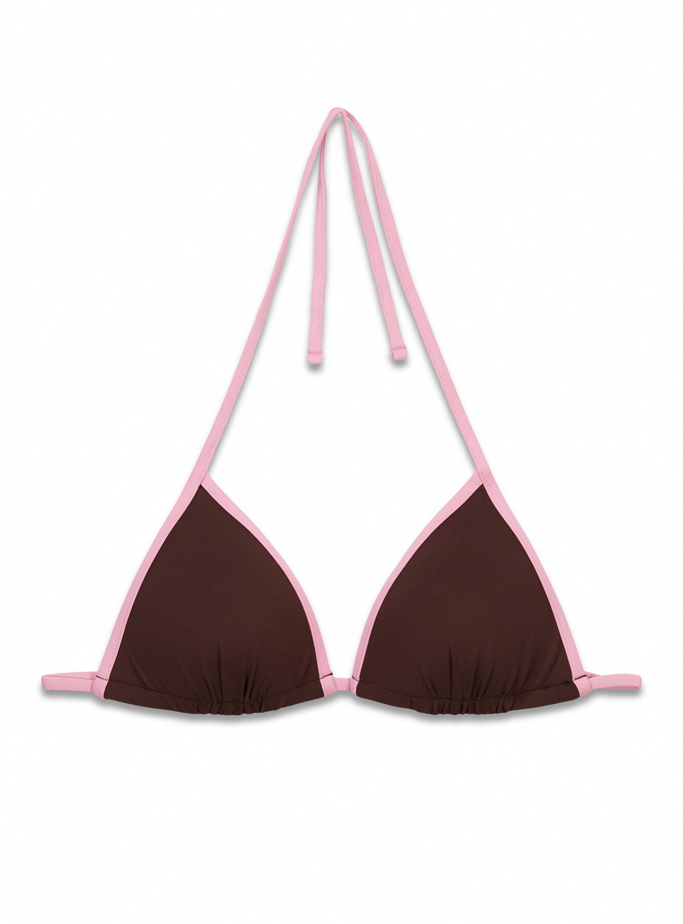 Top Bikini Triangular Cortina Café-7