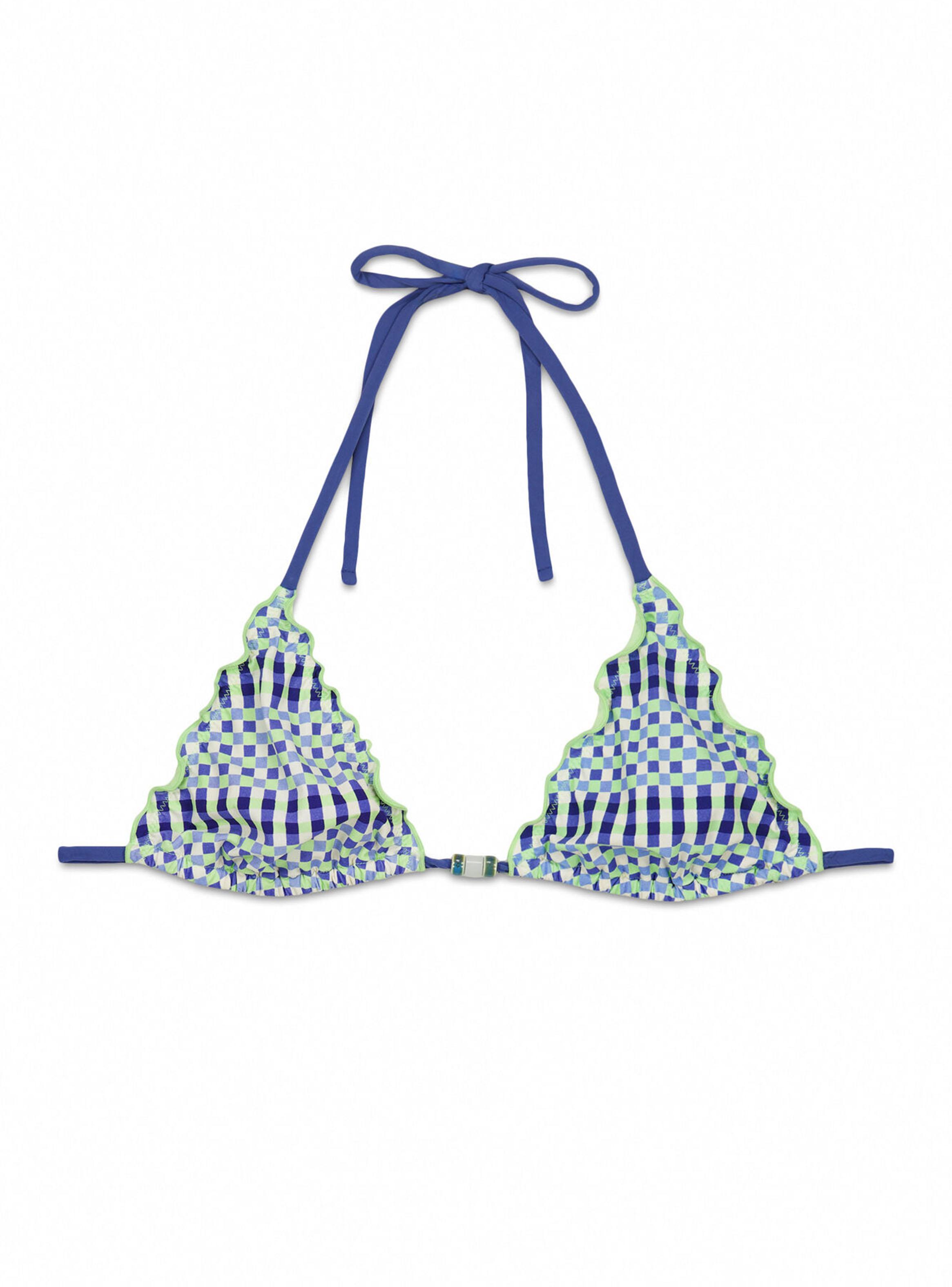 Top Bikini Triangular Cortina Estampado Geométrico-8