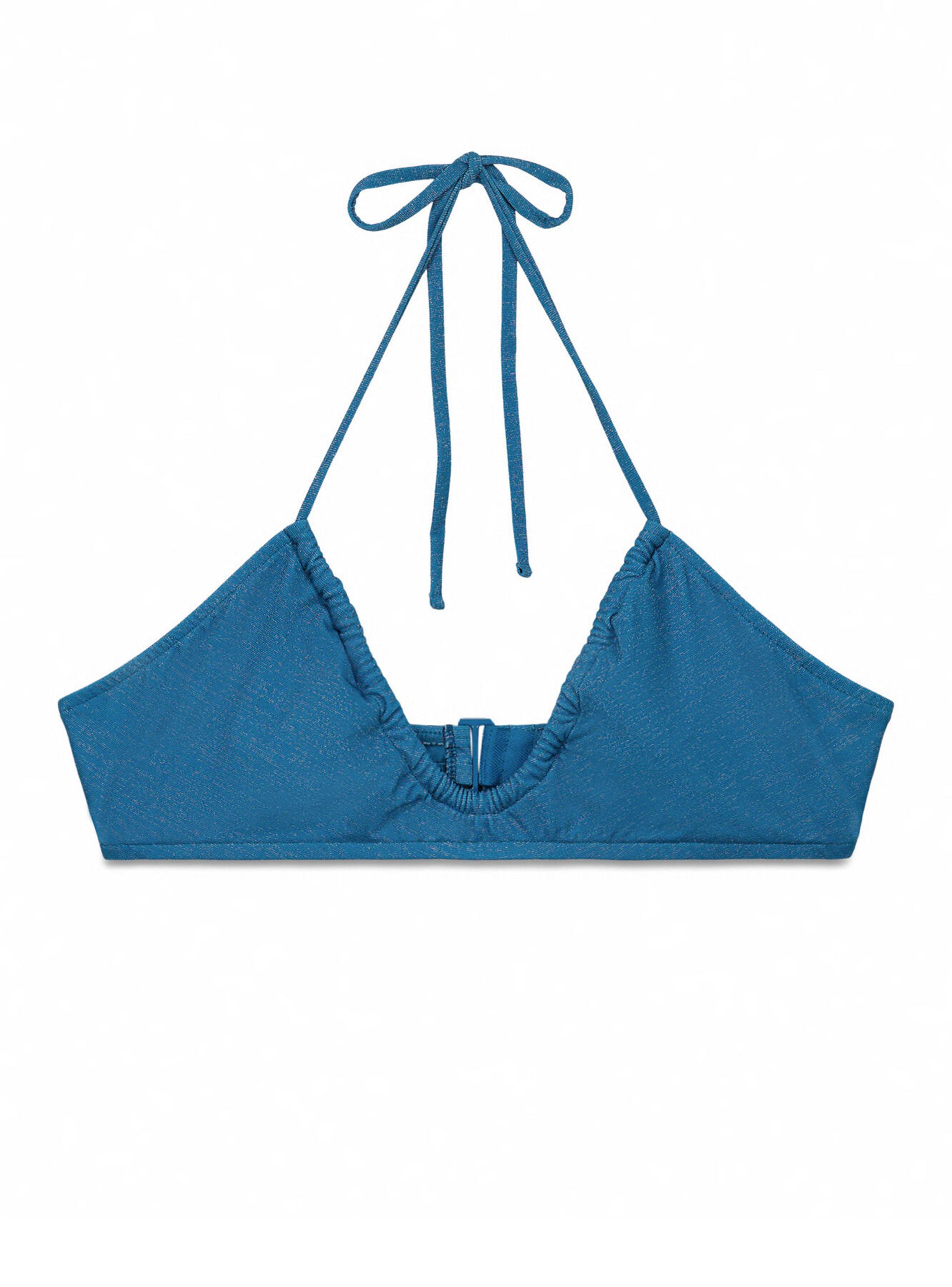 Top Bikini Fruncido Azul Brillo-7