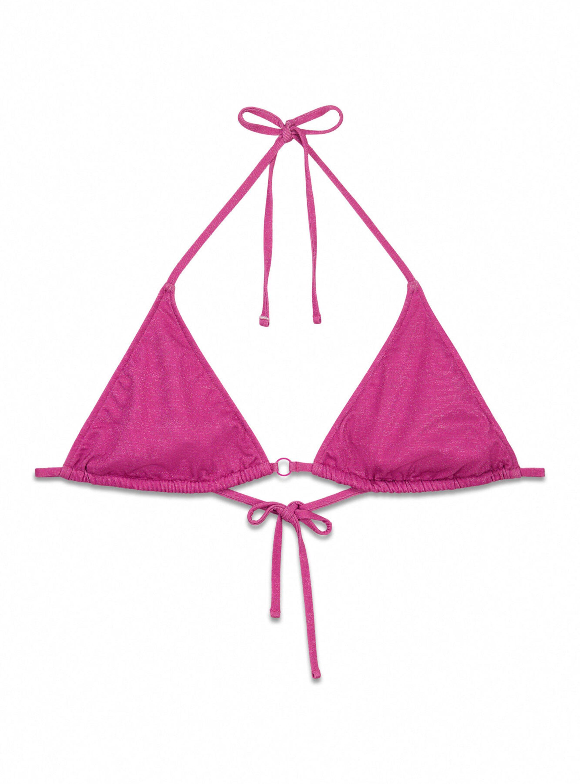 Top Bikini Triangular Rosa Brillo-5