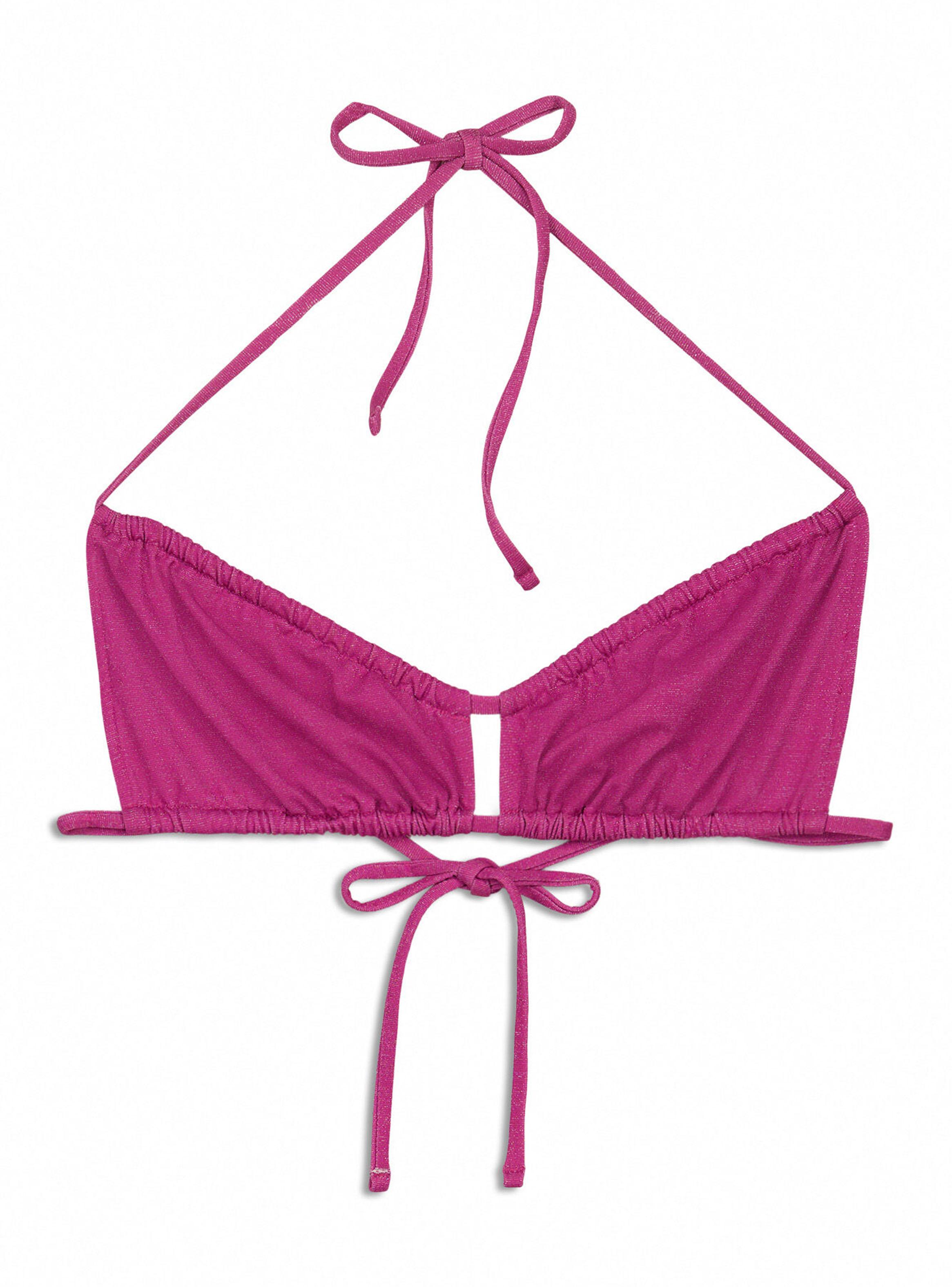 Top Bikini Fruncido Rosa Brillo-5