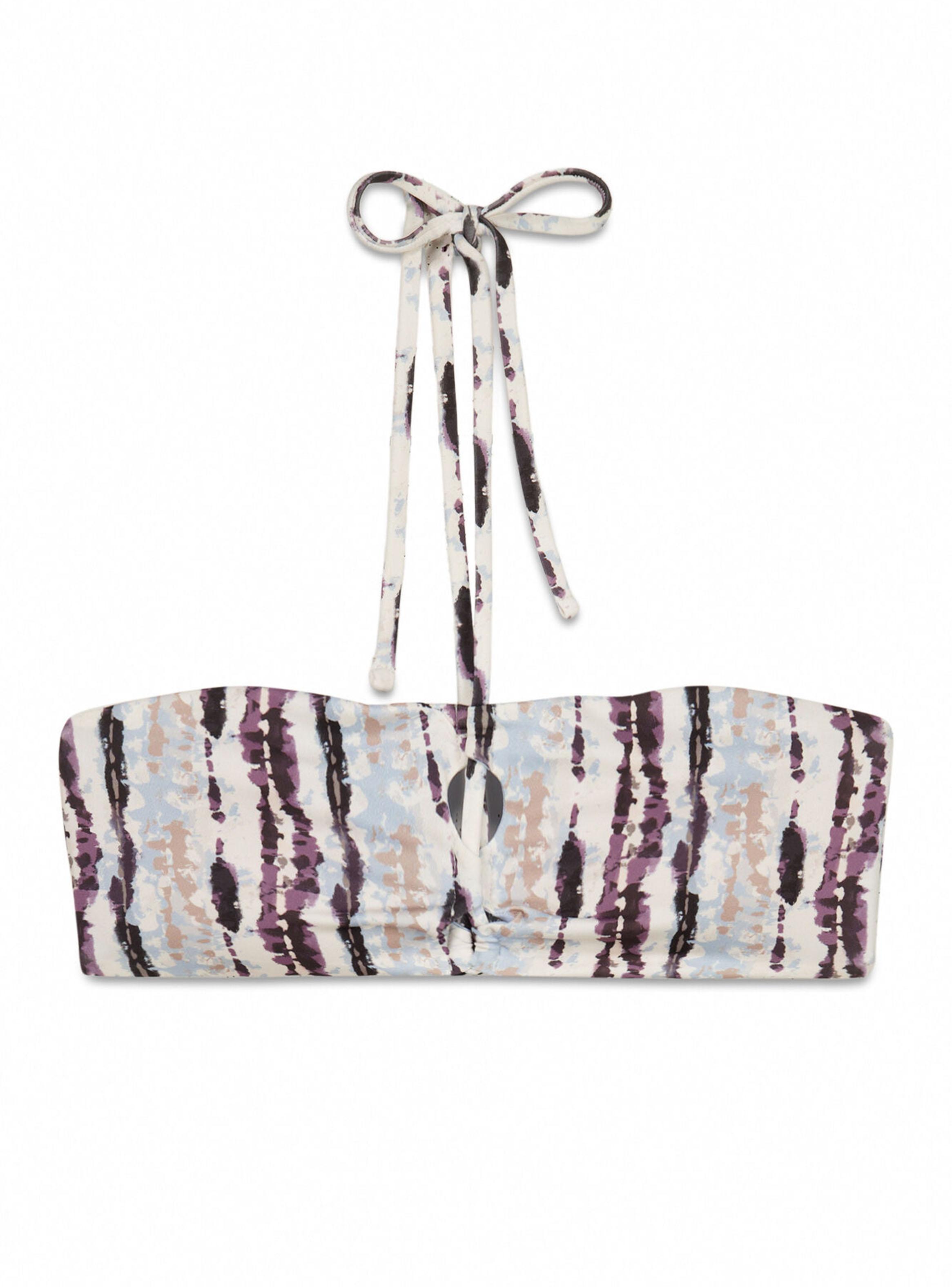 Top Bikini Bandeau Estampado Tie Dye Café-6