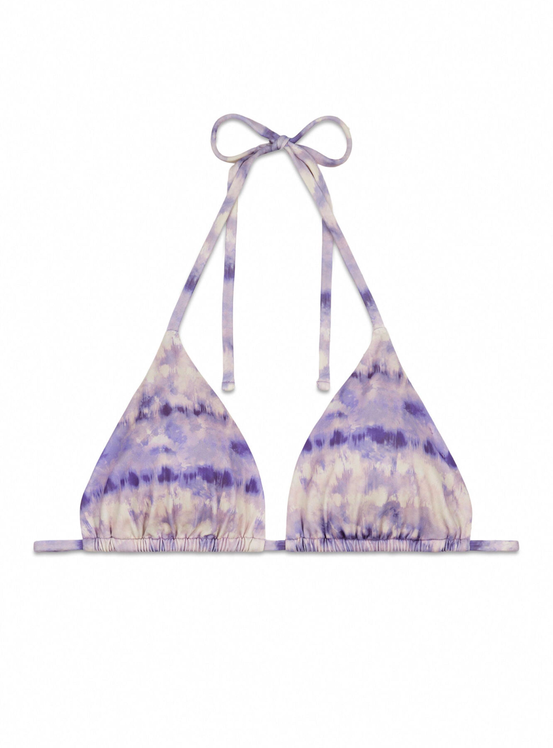 Top Bikini Triangular Cortina Estampado Tie Dye Lila-6