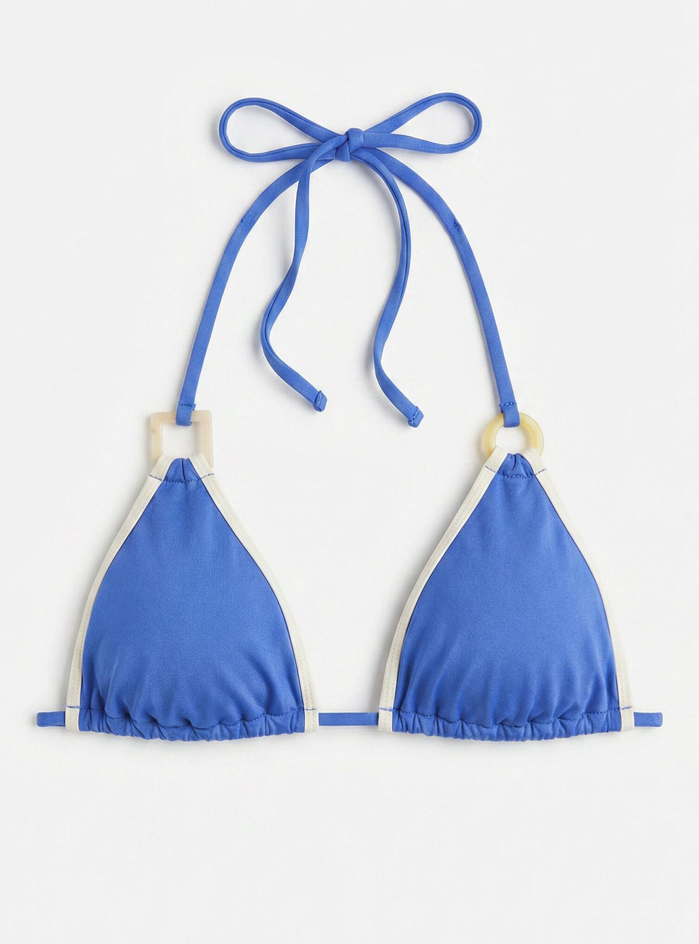 Top Bikini Triangular Azul Semi Brillante-7