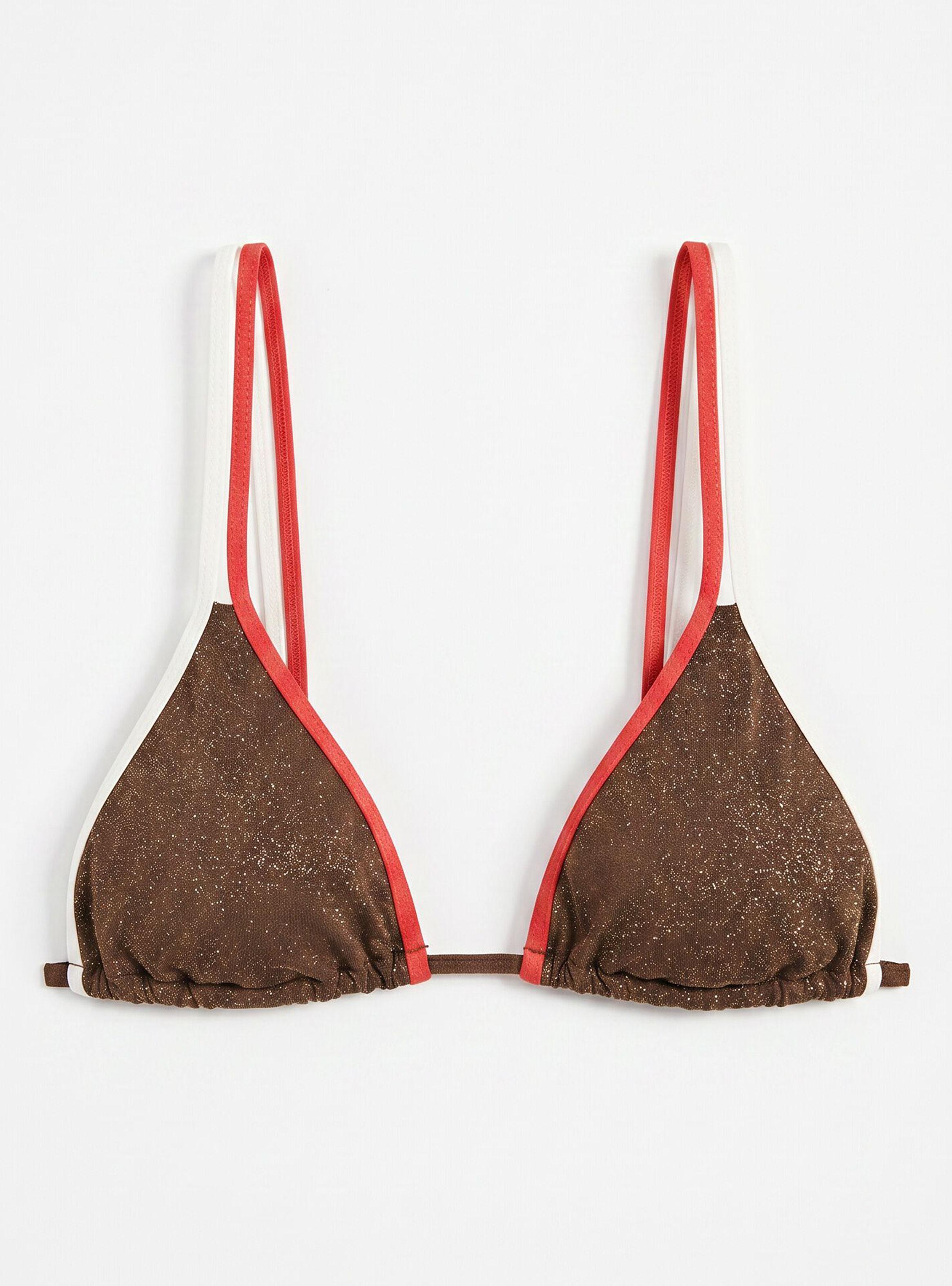 Top Bikini Triangular Cortina Marrón Lurex-5