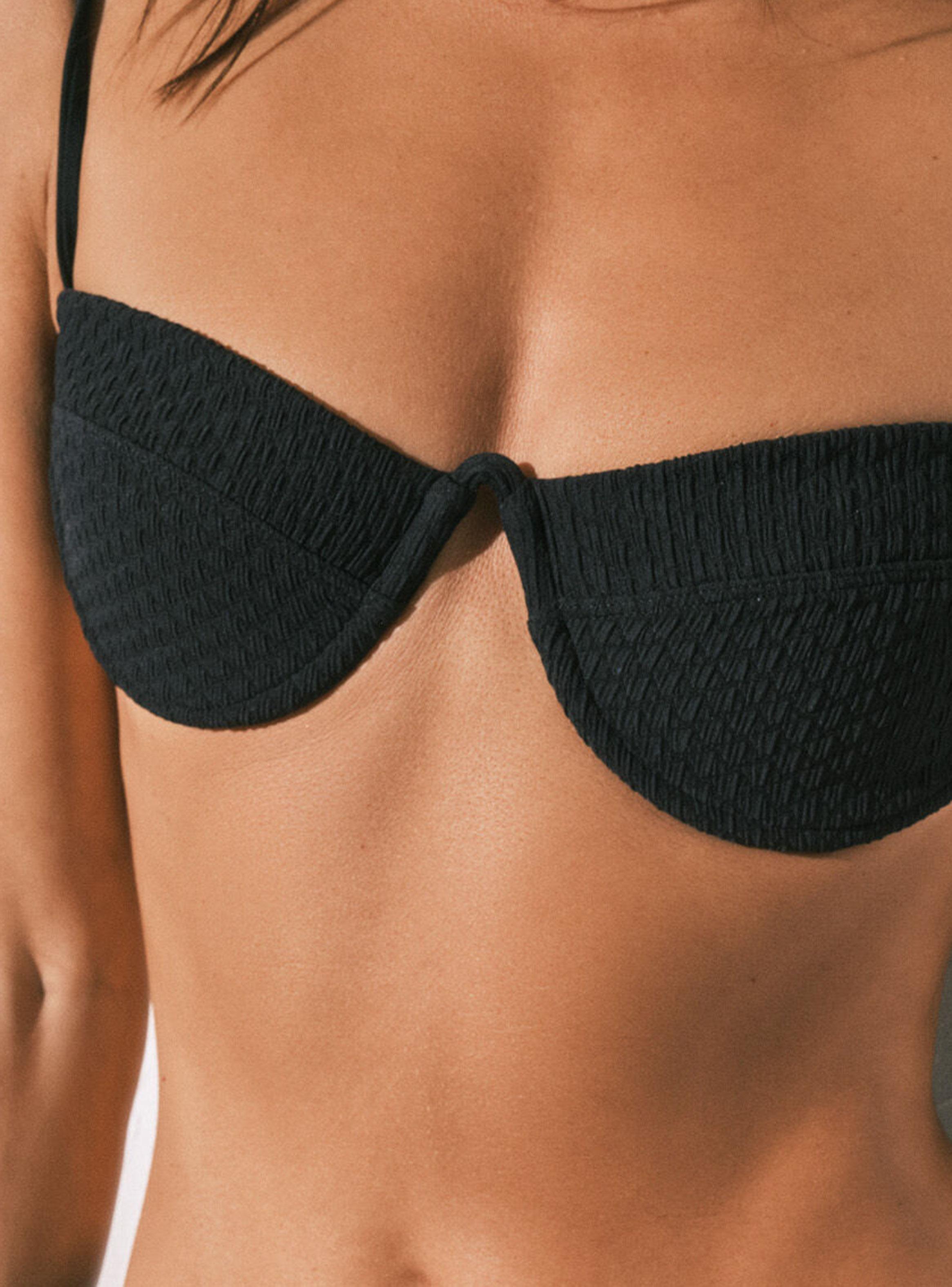 Top Bikini Balconette Textura Diamante Negro-4