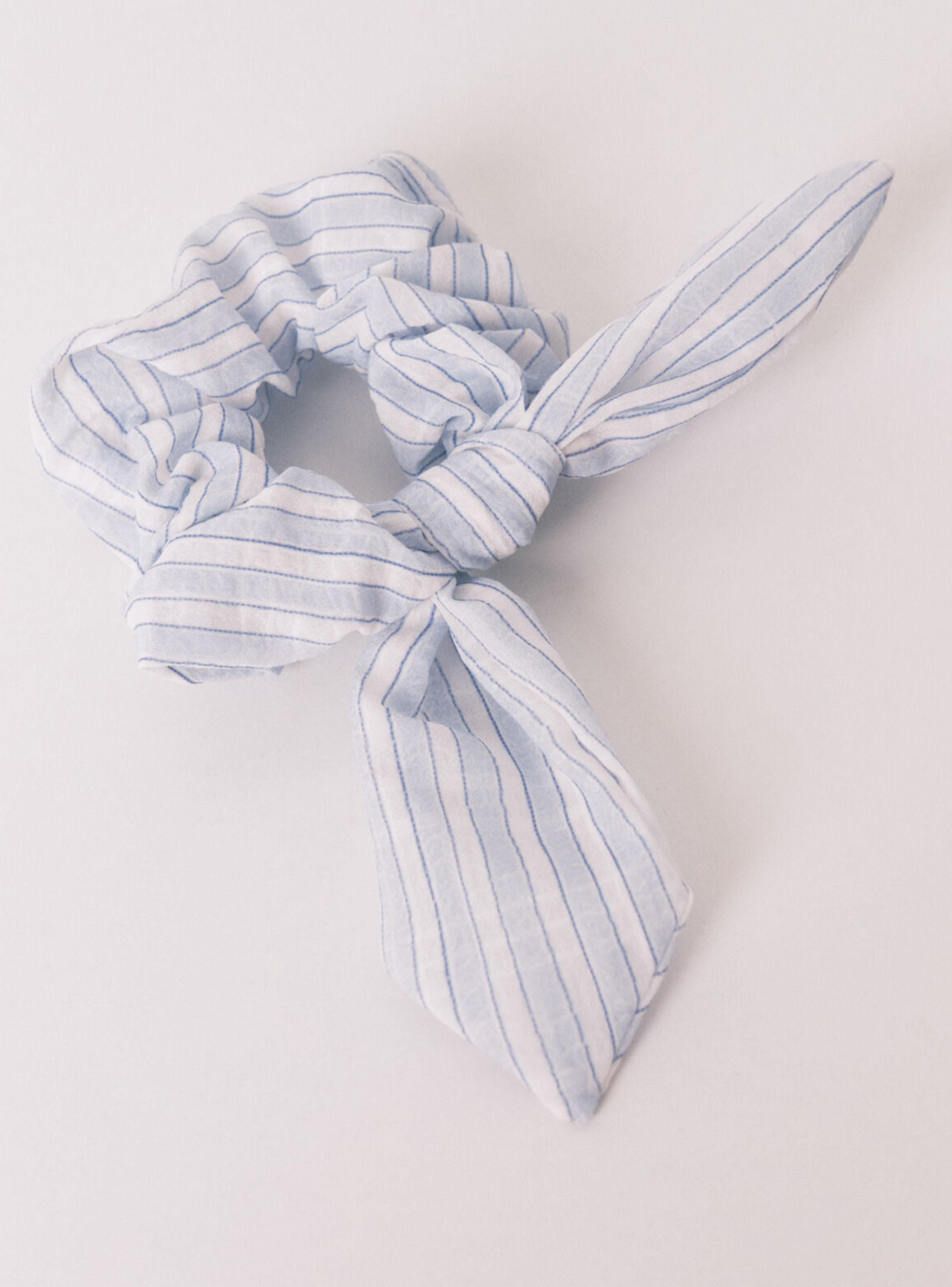 Scrunchie Rayas Azul Lazo-1