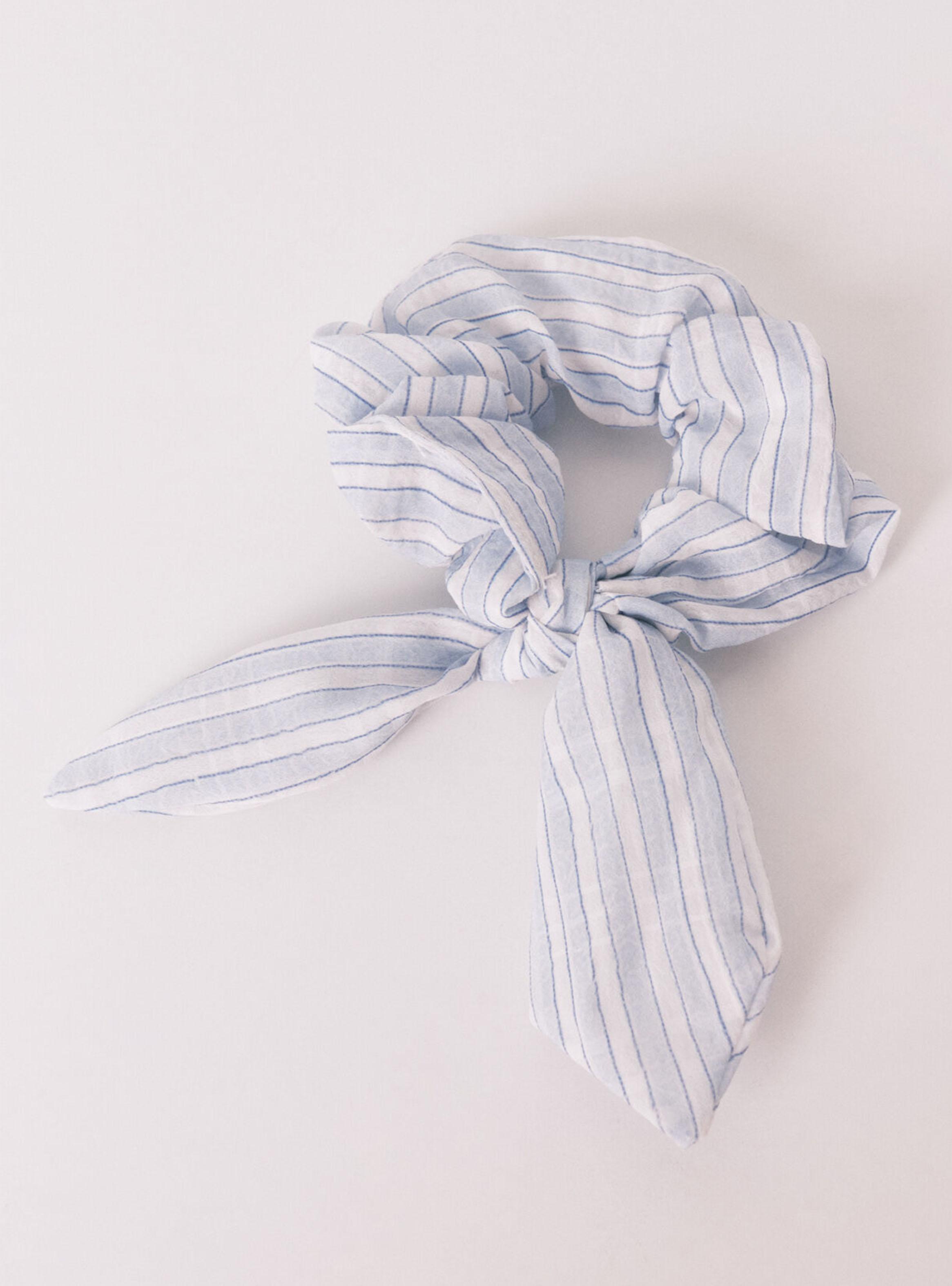 Scrunchie Rayas Azul Lazo-0