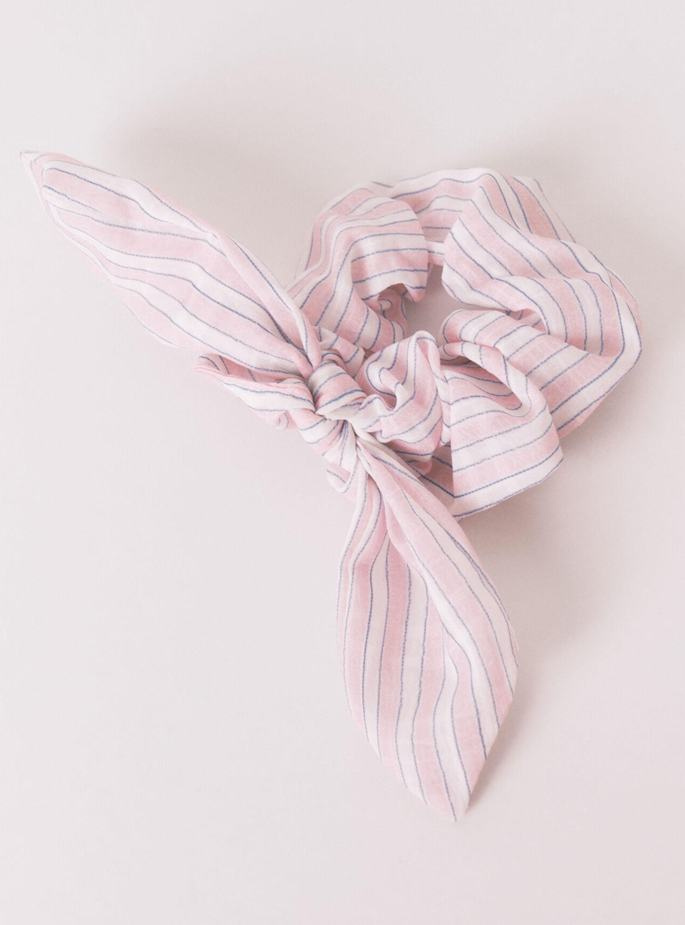 Scrunchie Rayas Rosa Lazo-0