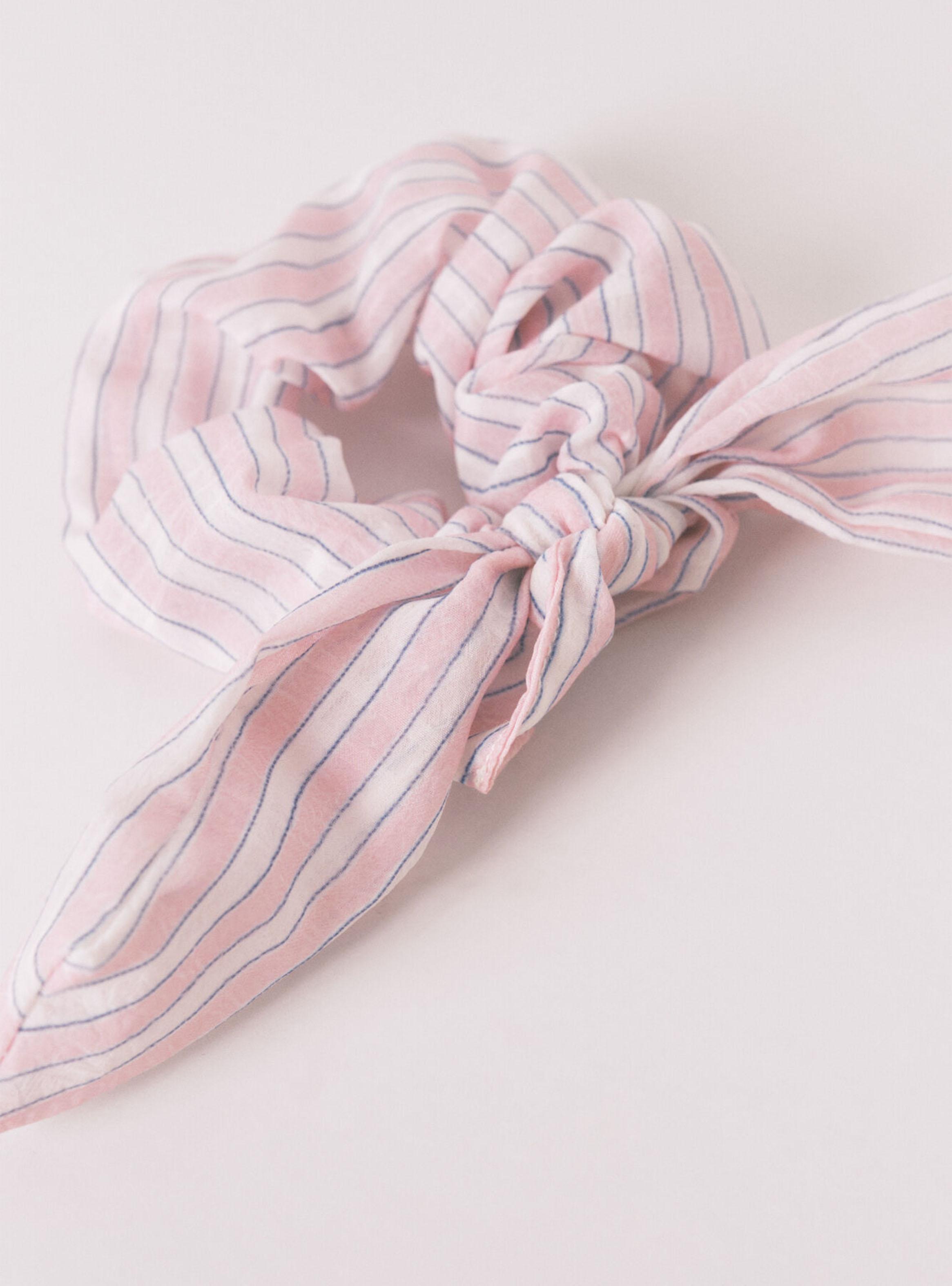 Scrunchie Rayas Rosa Lazo-2