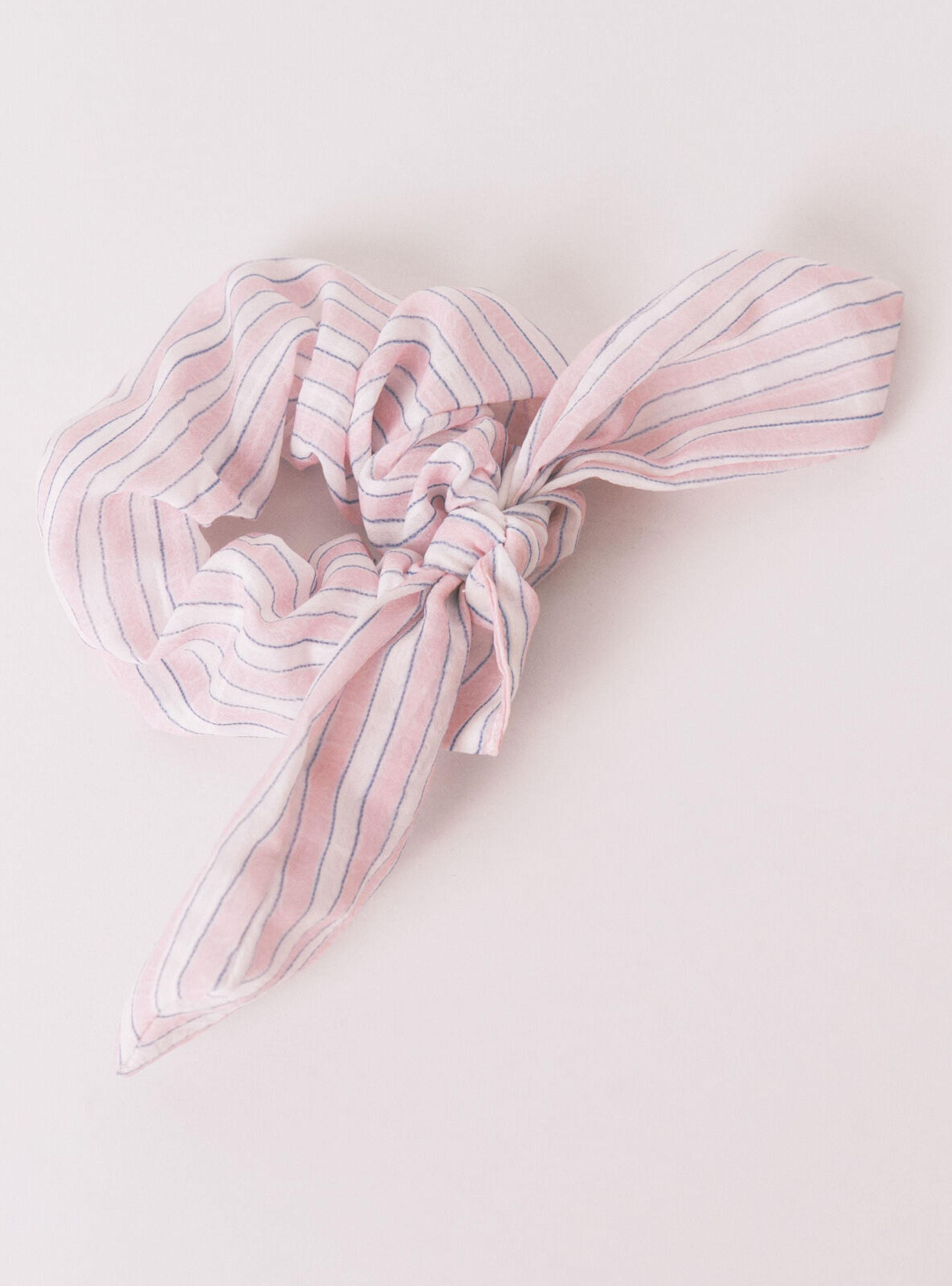 Scrunchie Rayas Rosa Lazo-1