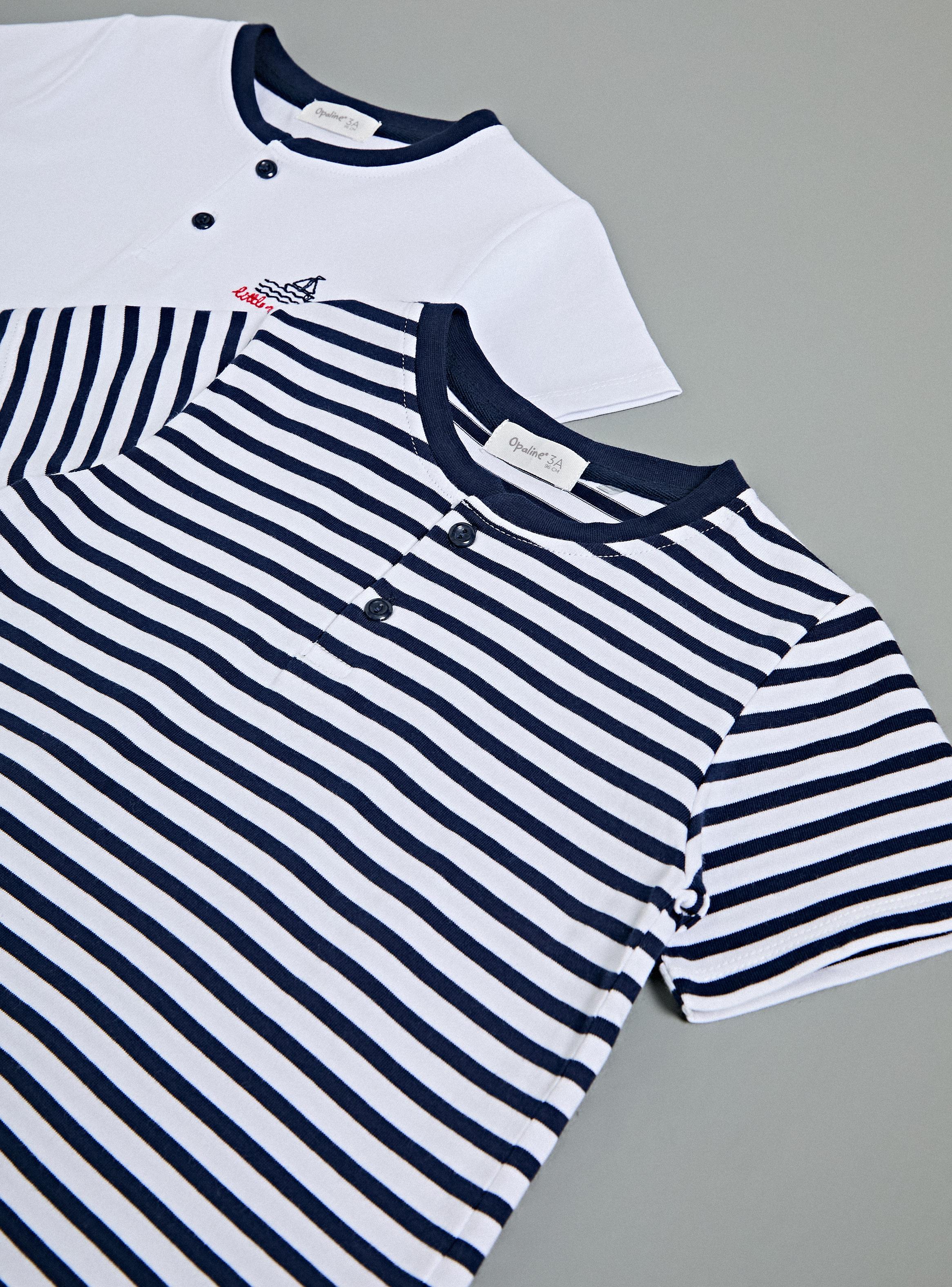Polera Bipack Polera Cuello Redondo Lisa y Rayada Niño-3