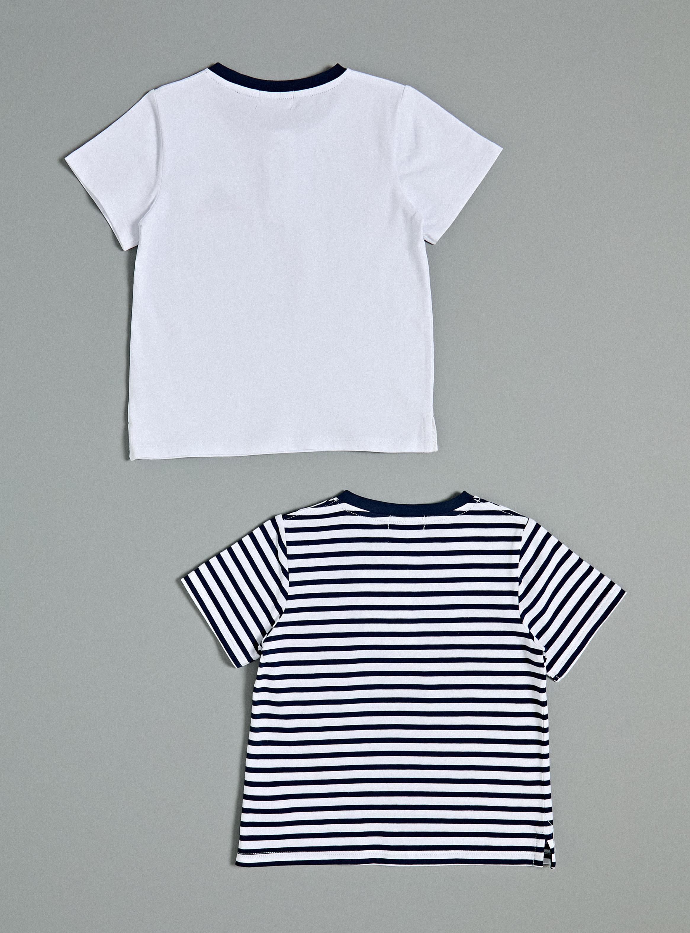 Polera Bipack Polera Cuello Redondo Lisa y Rayada Niño-2