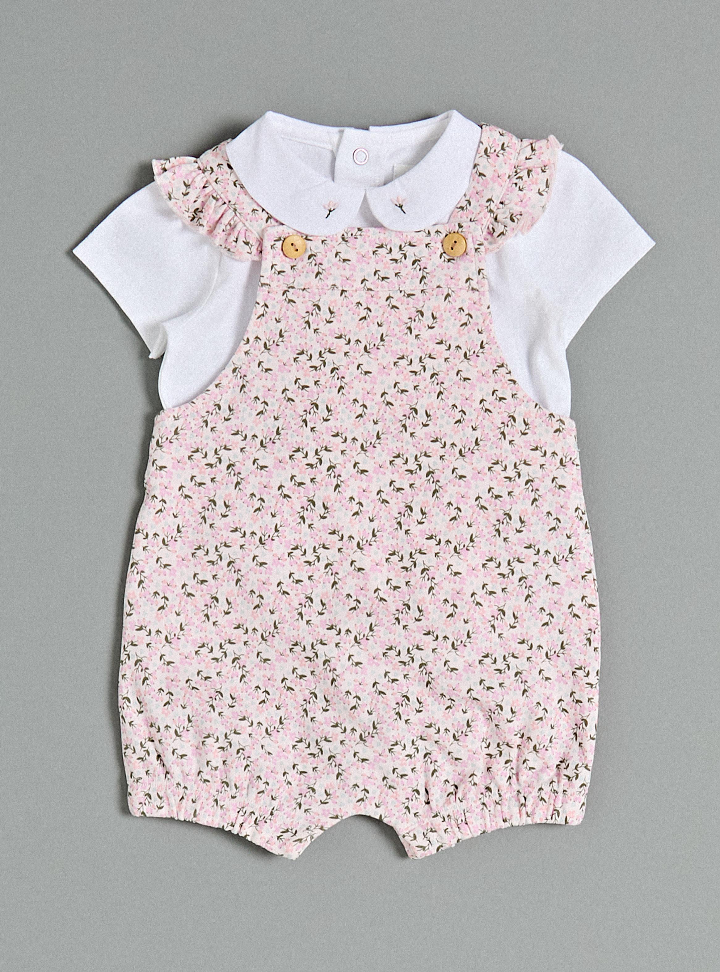 Conjunto Cuello Peter Pan Bordado con Enterito Floral-1