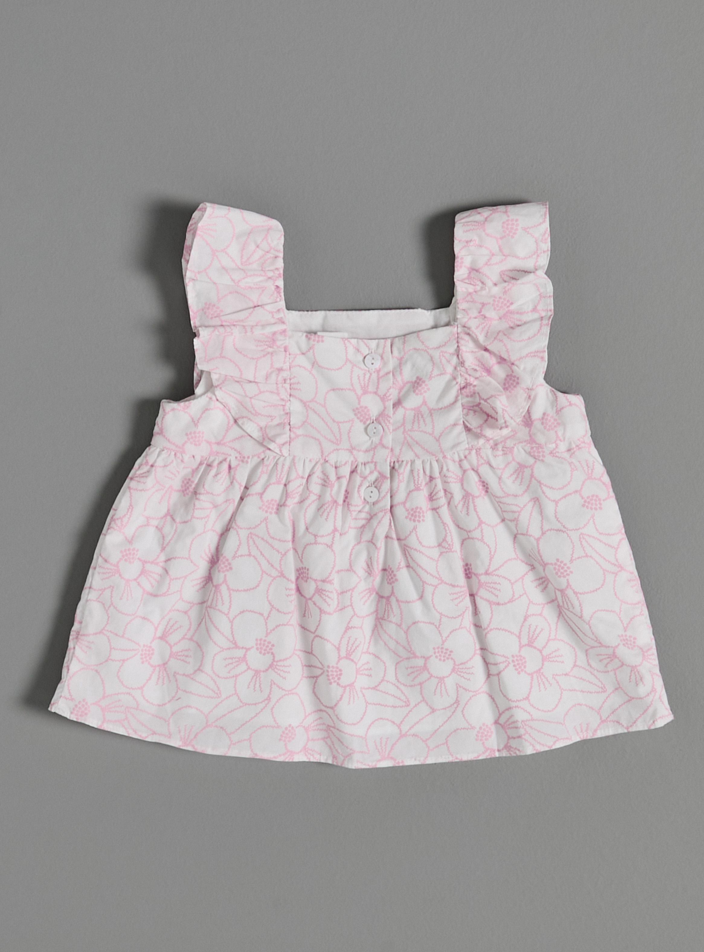 Blusa con Flores Estampadas en Relieve y Vuelitos Hombro-2