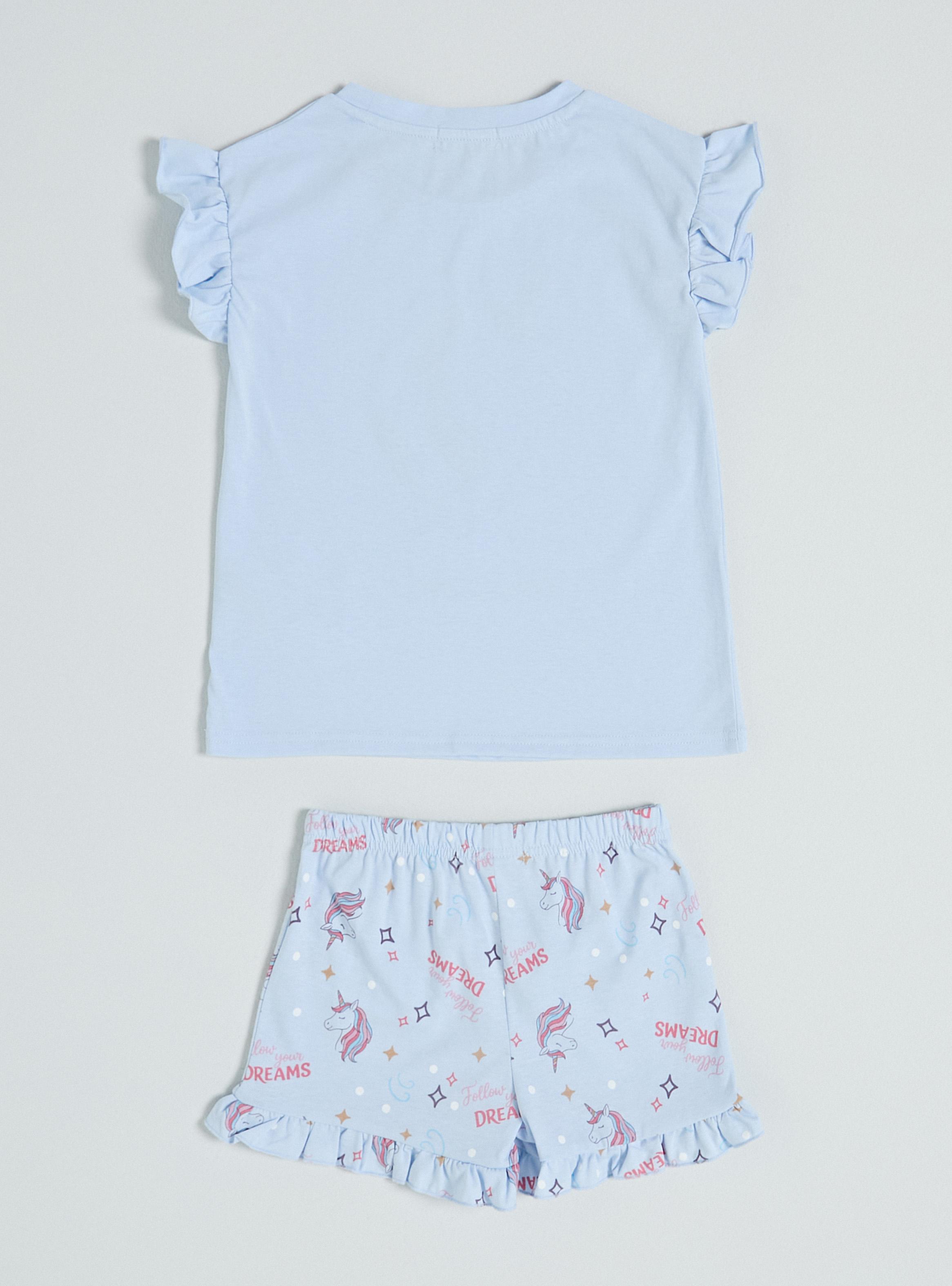 Pijama Manga Corta con Vuelos y Estampado Niña-2
