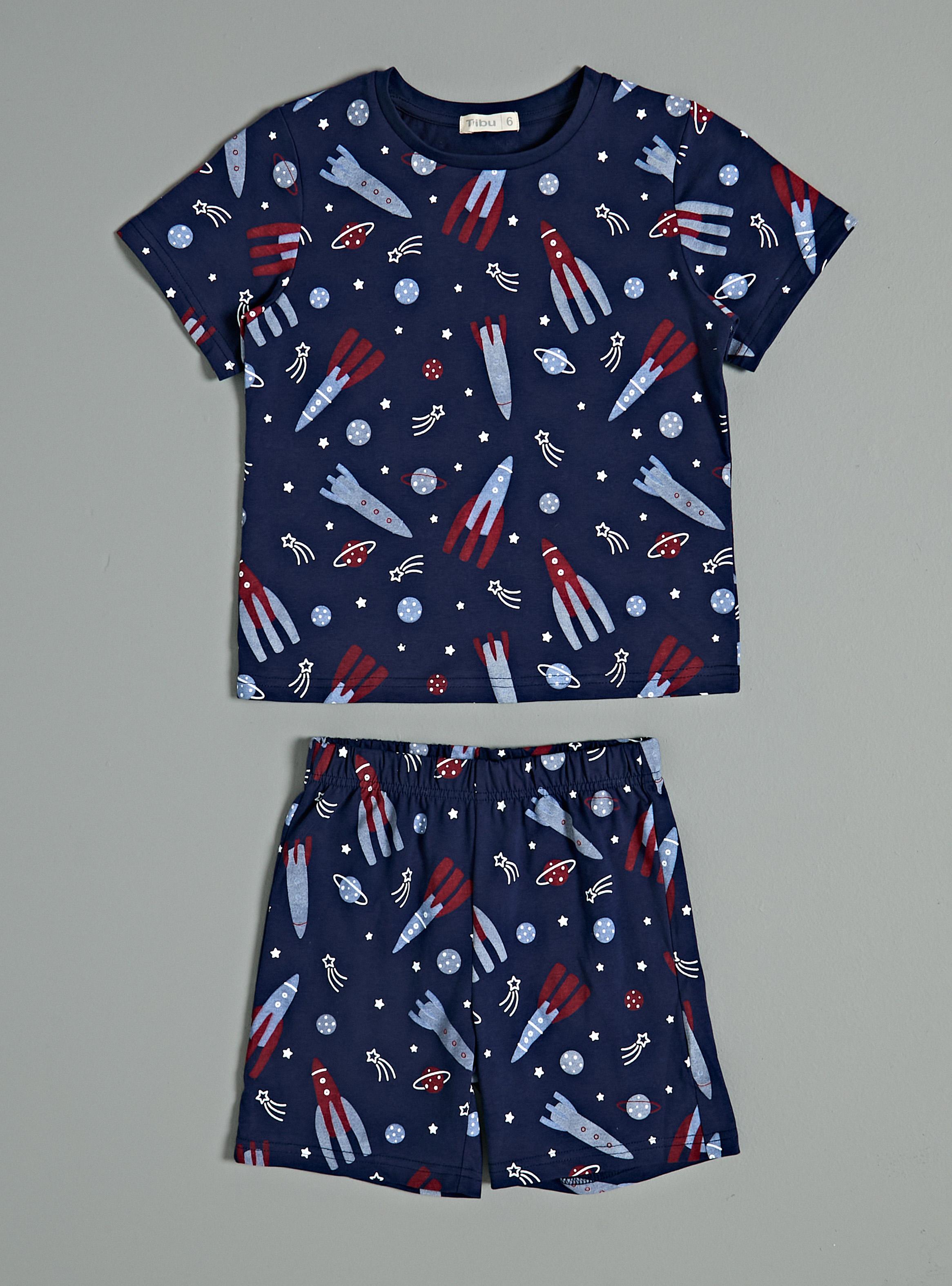 Pijama Manga Corta con Estampado Figuras Niño-0