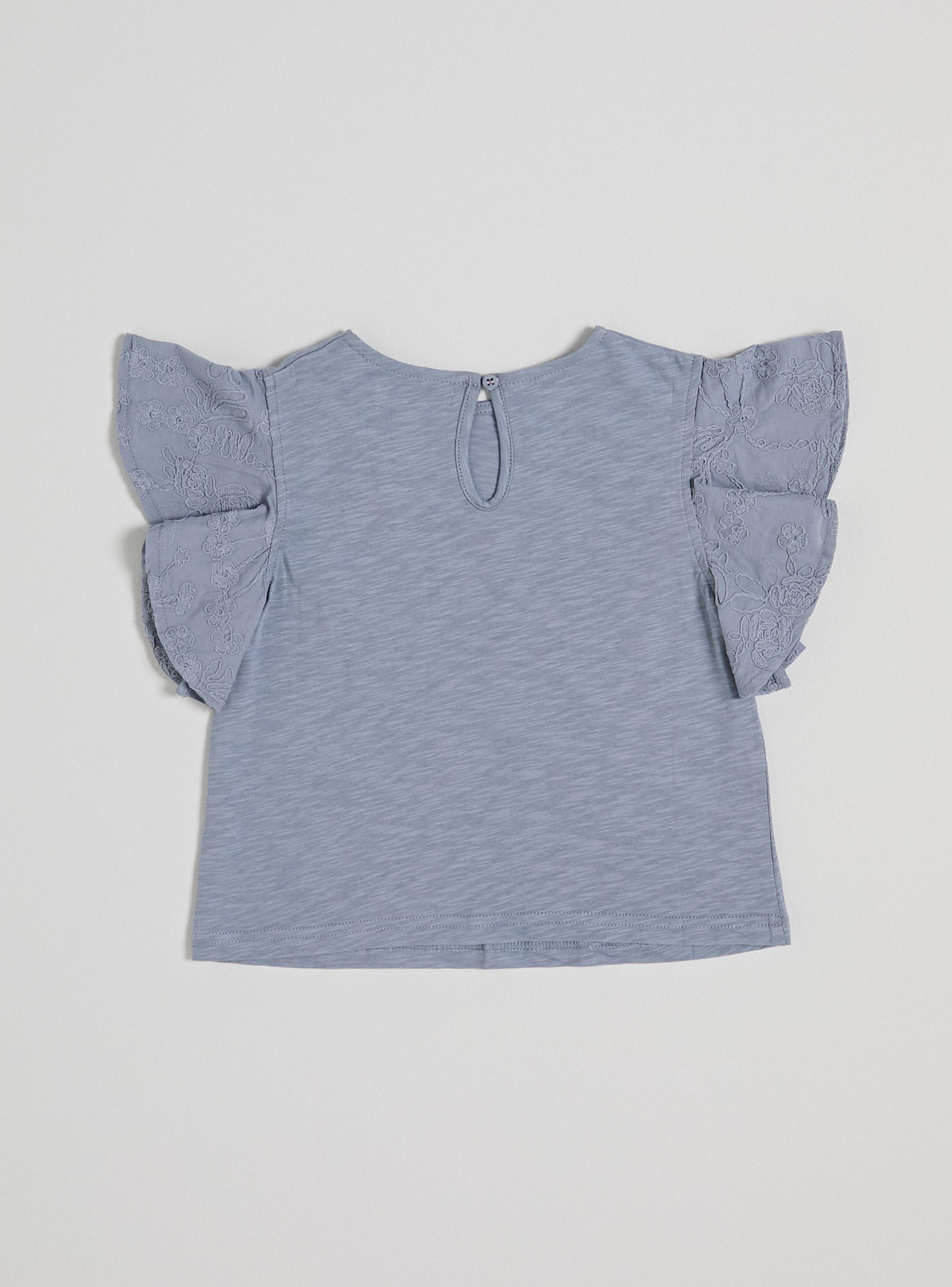 Polera Tela Elasticada Textura con Mangas Bordadas-2