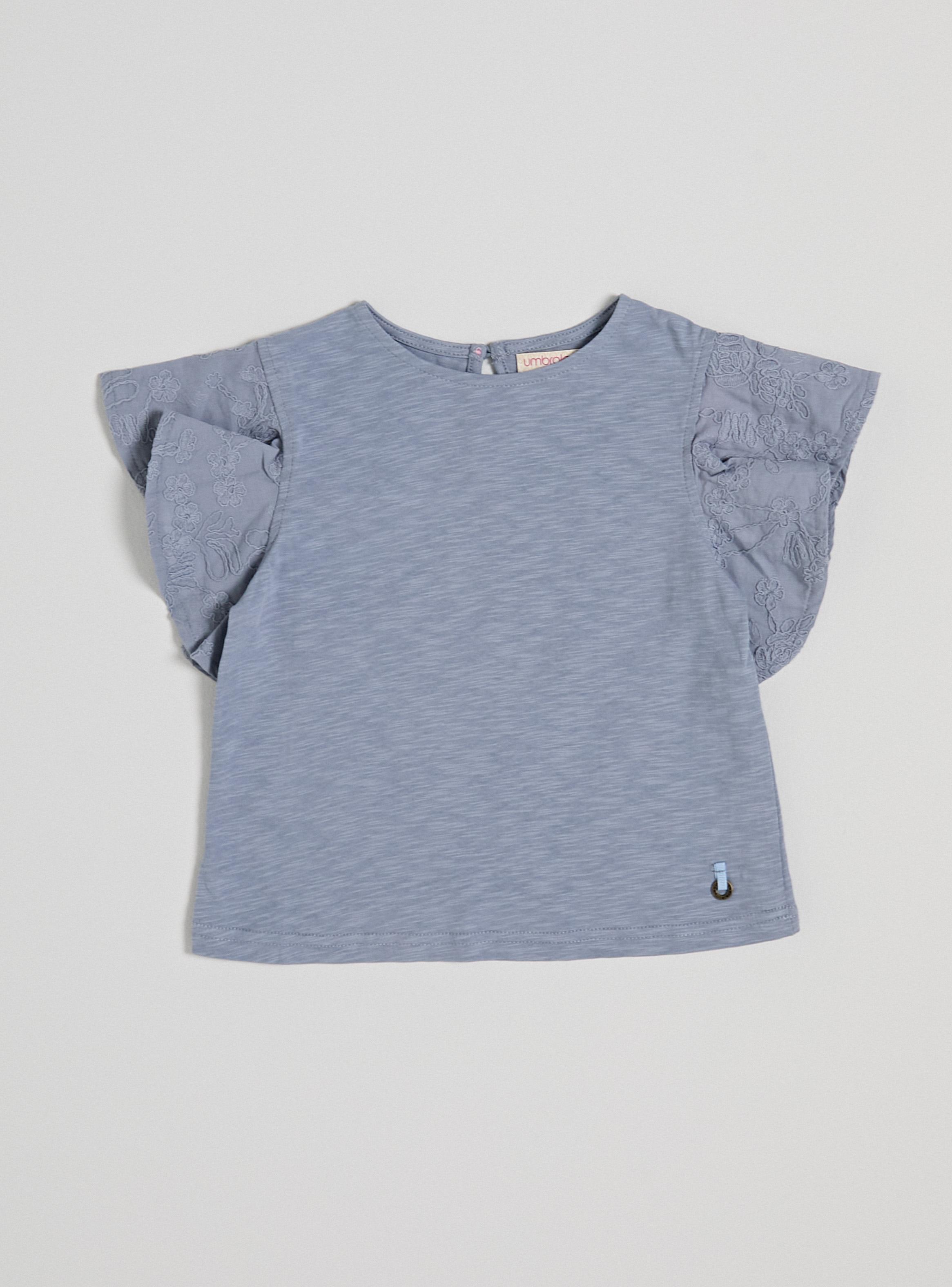 Polera Tela Elasticada Textura con Mangas Bordadas-1